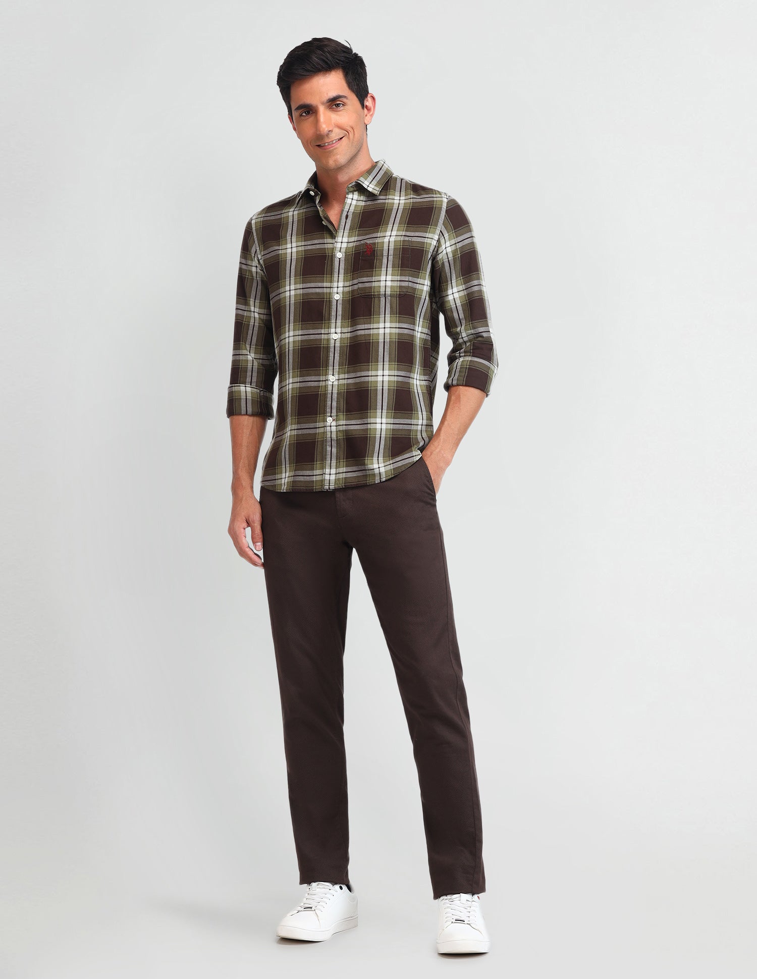 Dupplin Checked Twill Shirt Green - U.S. Polo Assn. India | Large