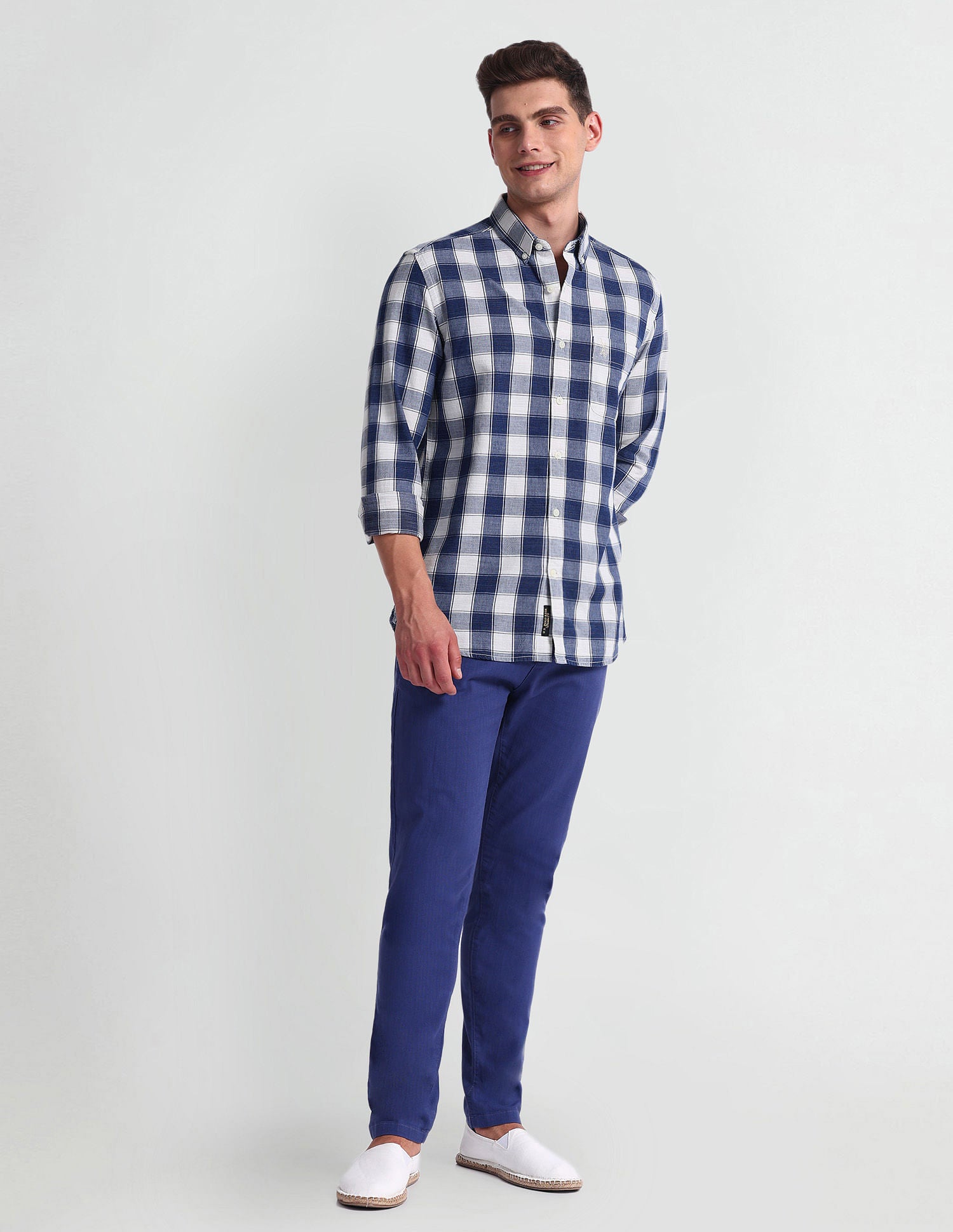 Buffalo Check Slim Fit Shirt Indigo - U.S. Polo Assn. India | Large