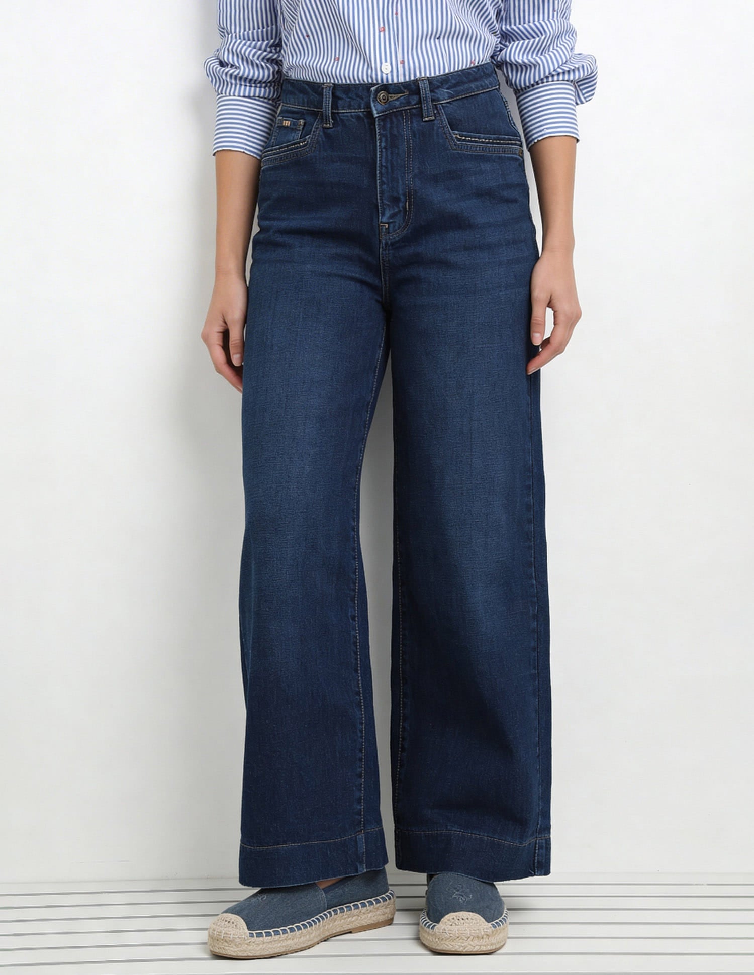 High Rise Wide Leg Fit Jeans Blue - U.S. Polo Assn. India | Large