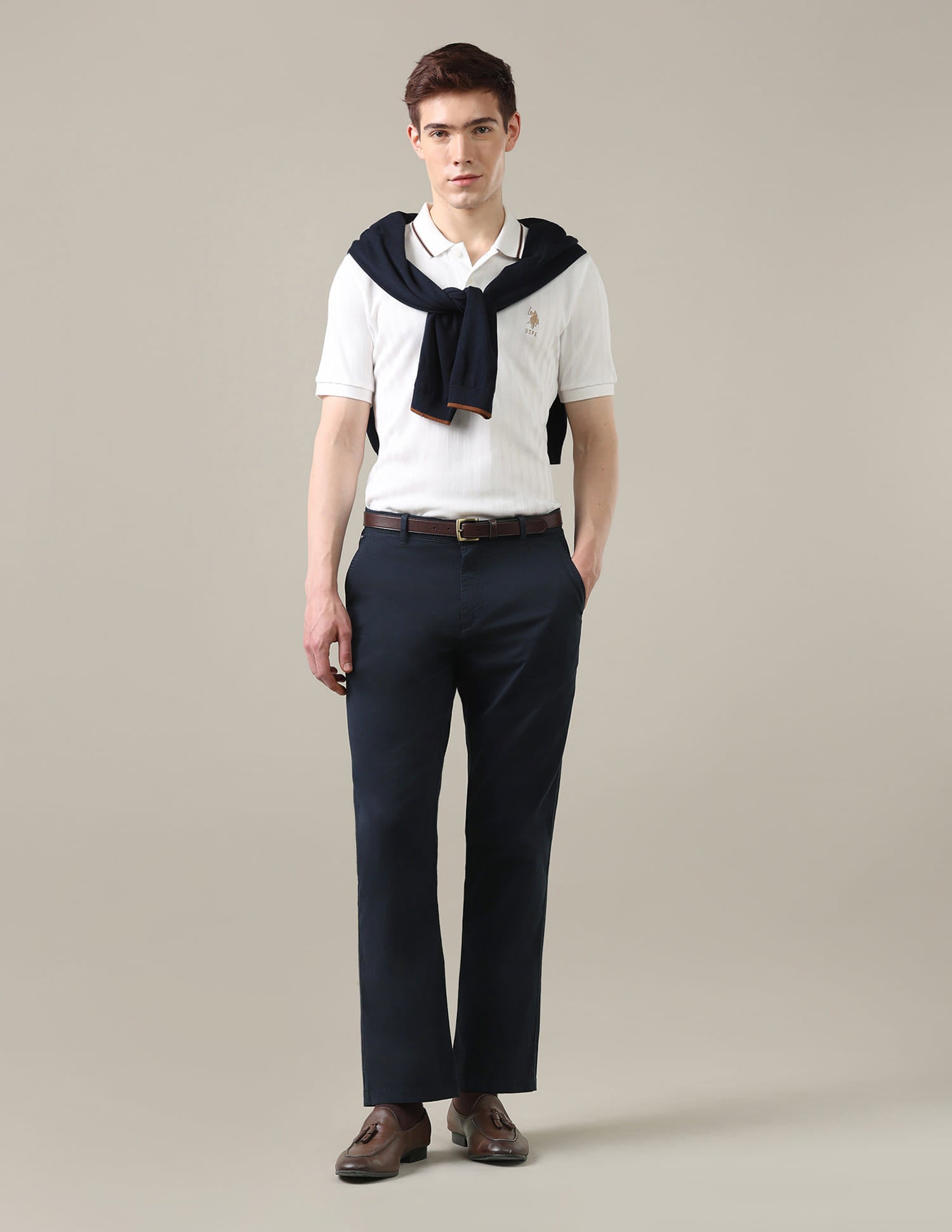 Twill Riley Straight Fit Trousers Blue - U.S. Polo Assn. India | Large