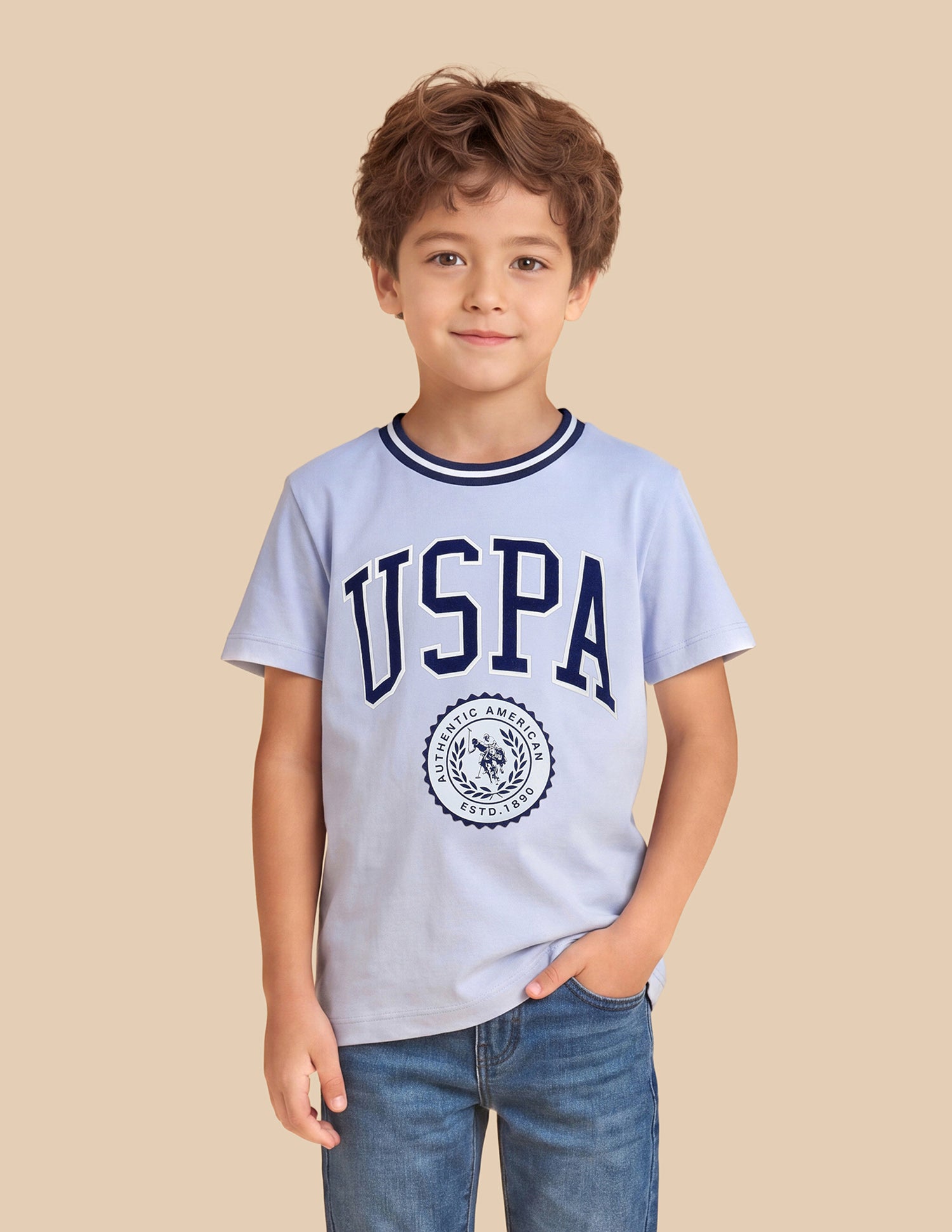 Graphic Brand Printed Regular Fit T-Shirt Light Blue - U.S. Polo Assn. India | Large