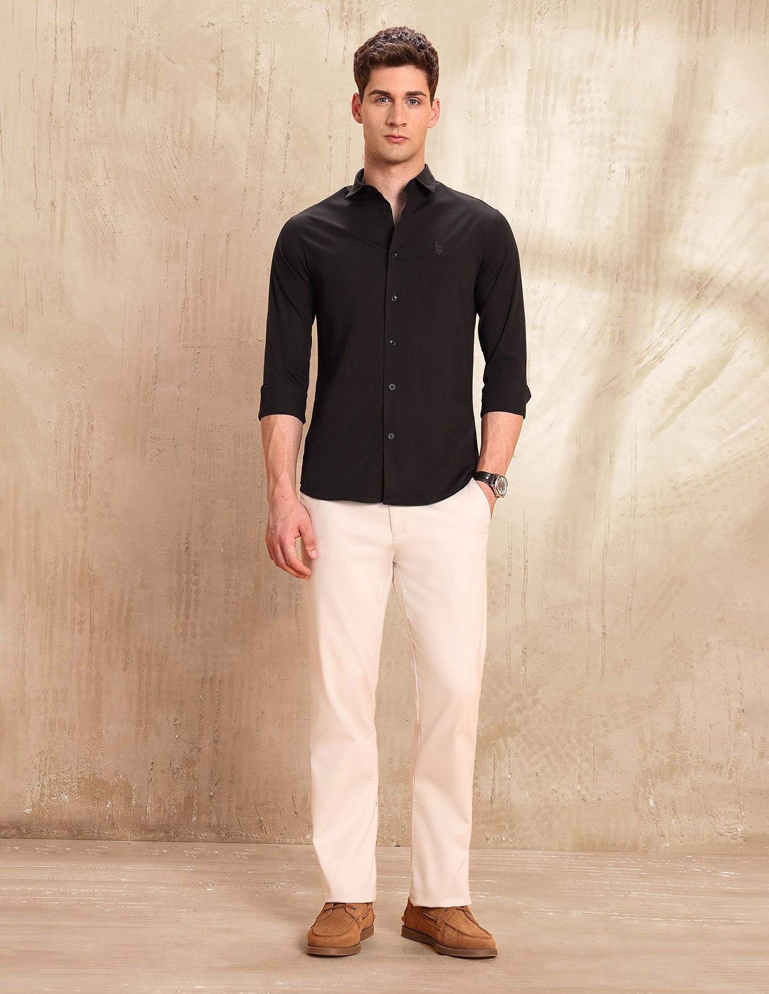 Poplin Tailored Fit Shirt Choco - U.S. POLO ASSN. | Large