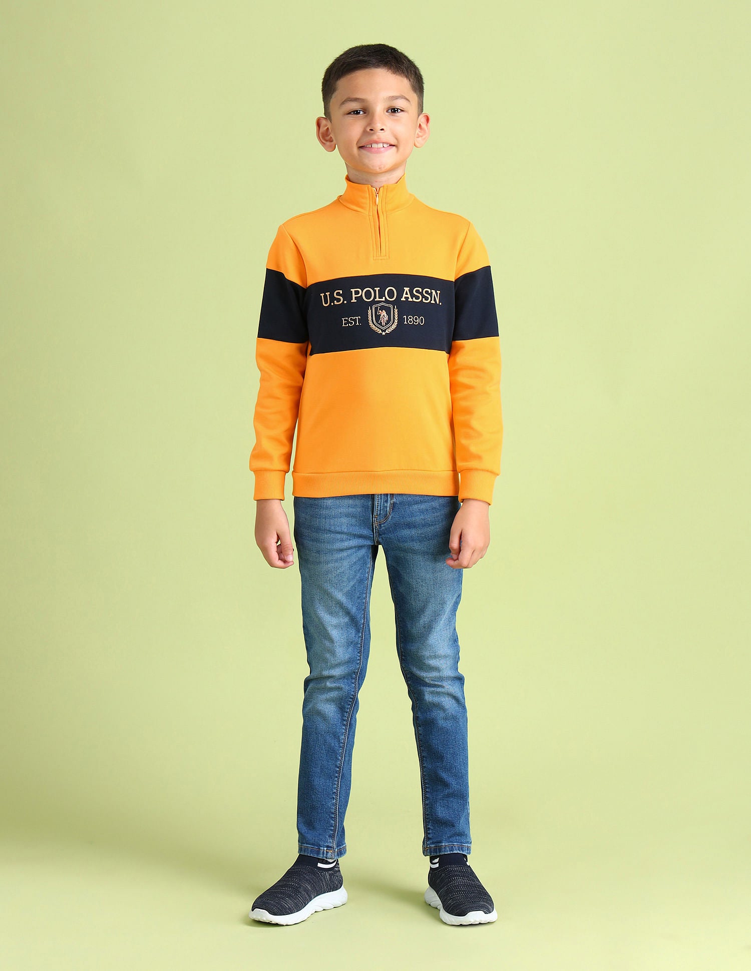 Regular Fit Logo Sweatshirt Light Orange - U.S. POLO ASSN. | Large