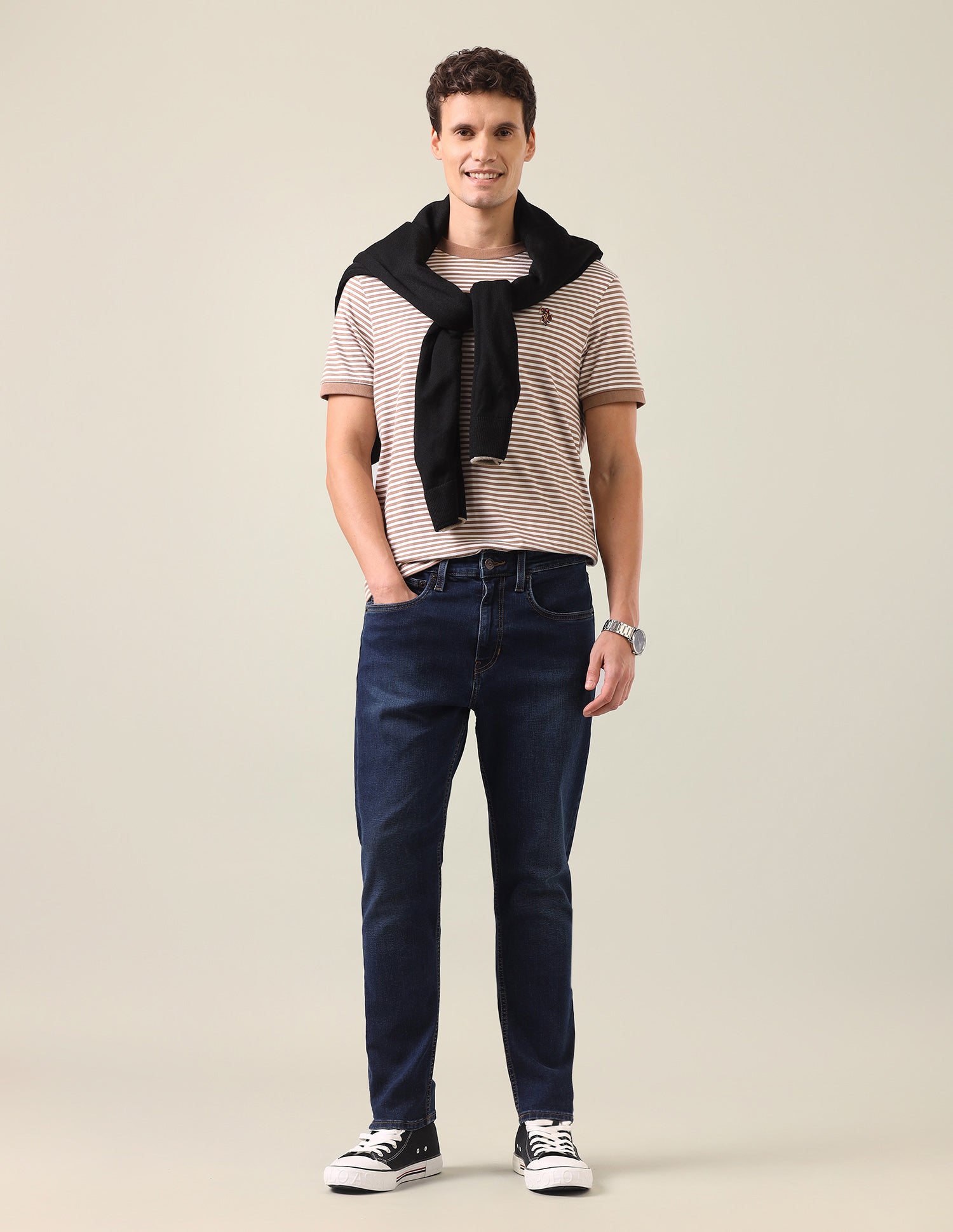 Cole Comfort Cropped Fit Blue Jeans Dark Blue - U.S. Polo Assn. India | Large