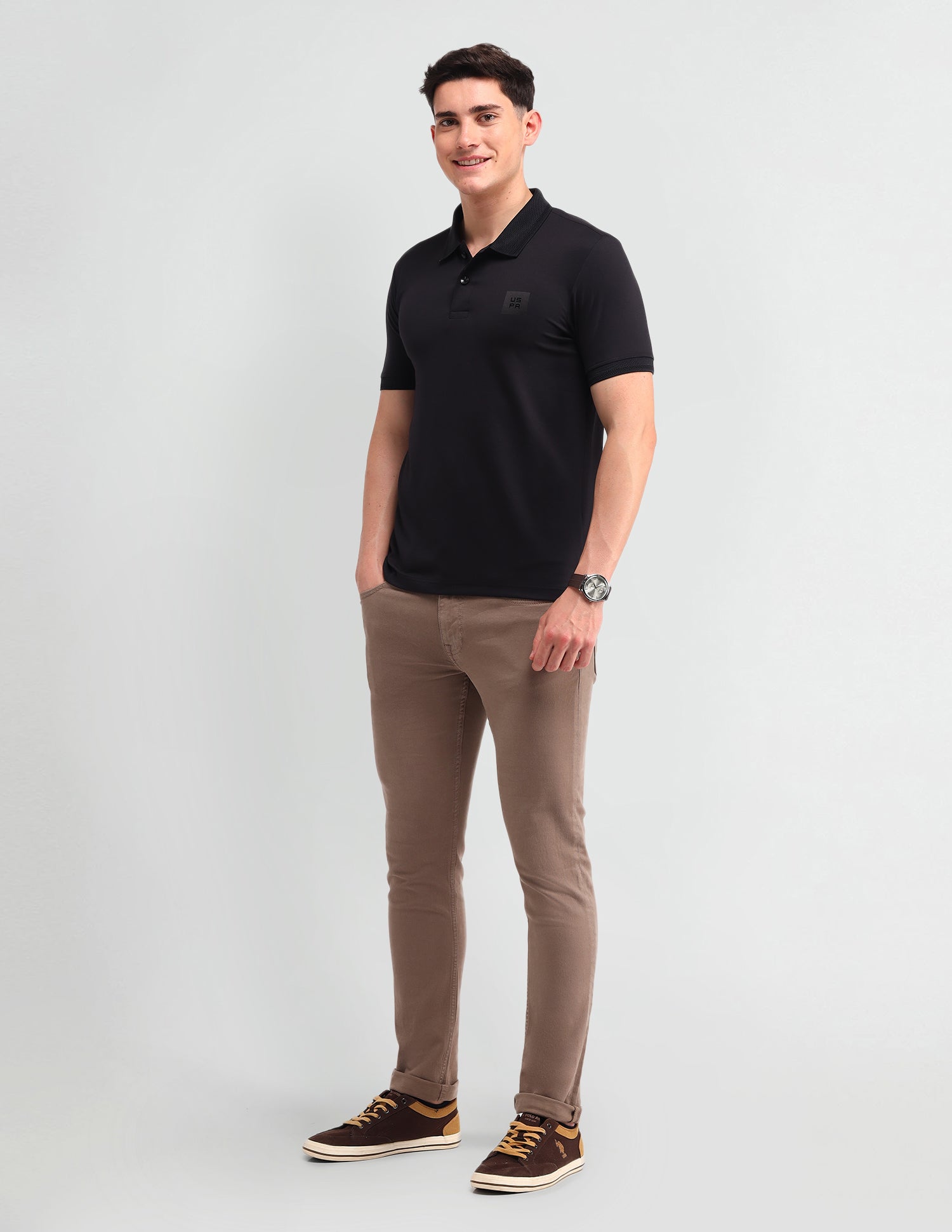 Solid Muscle Fit Polo Shirt Black - U.S. Polo Assn. India | Large
