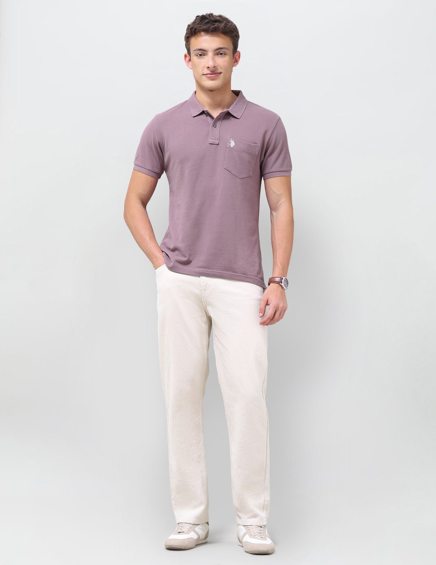 Solid Slim Fit Polo Shirt Dark Pink - U.S. Polo Assn. India | Large