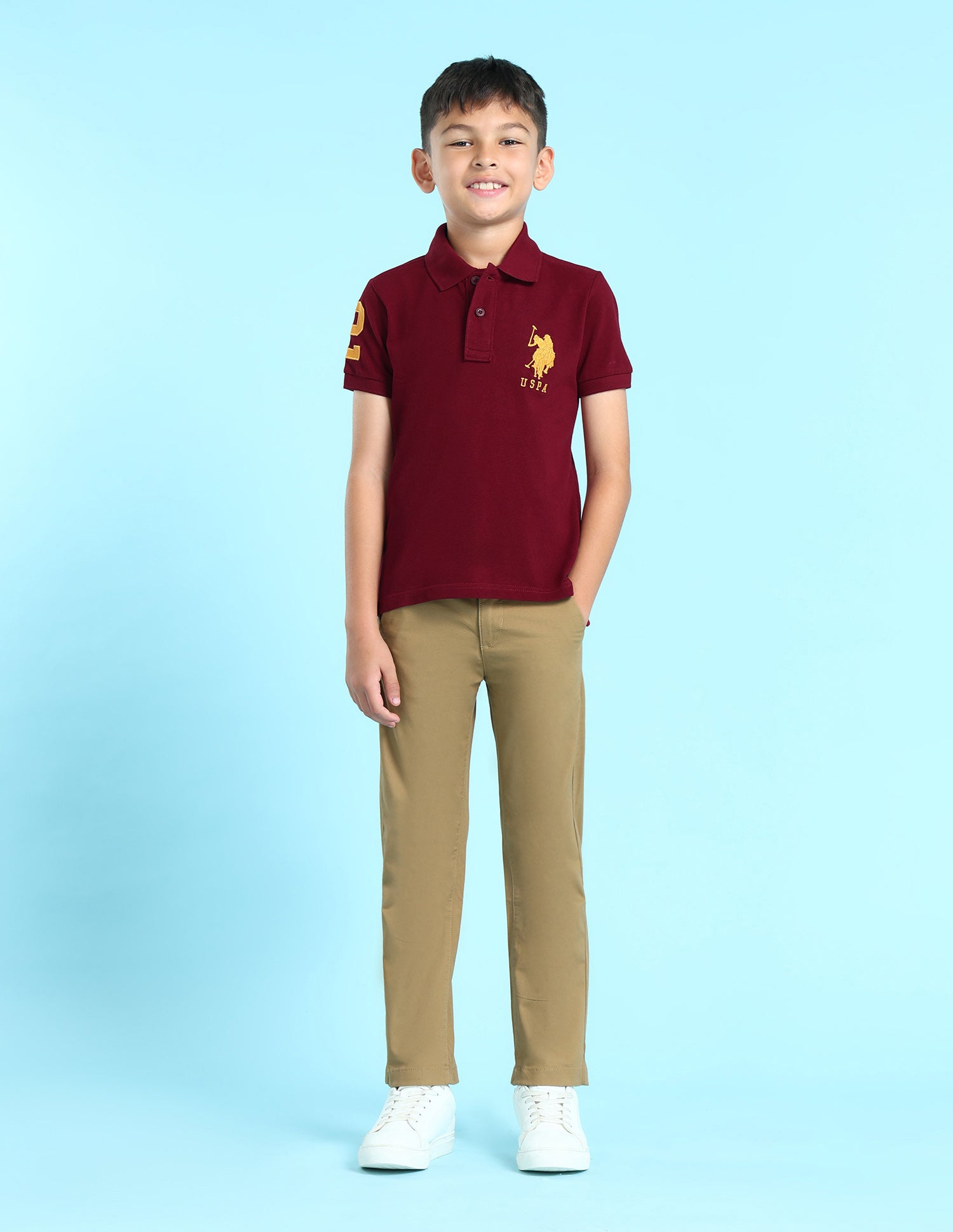 Regular fit Solid Polo Shirt Maroon - U.S. Polo Assn. India | Large