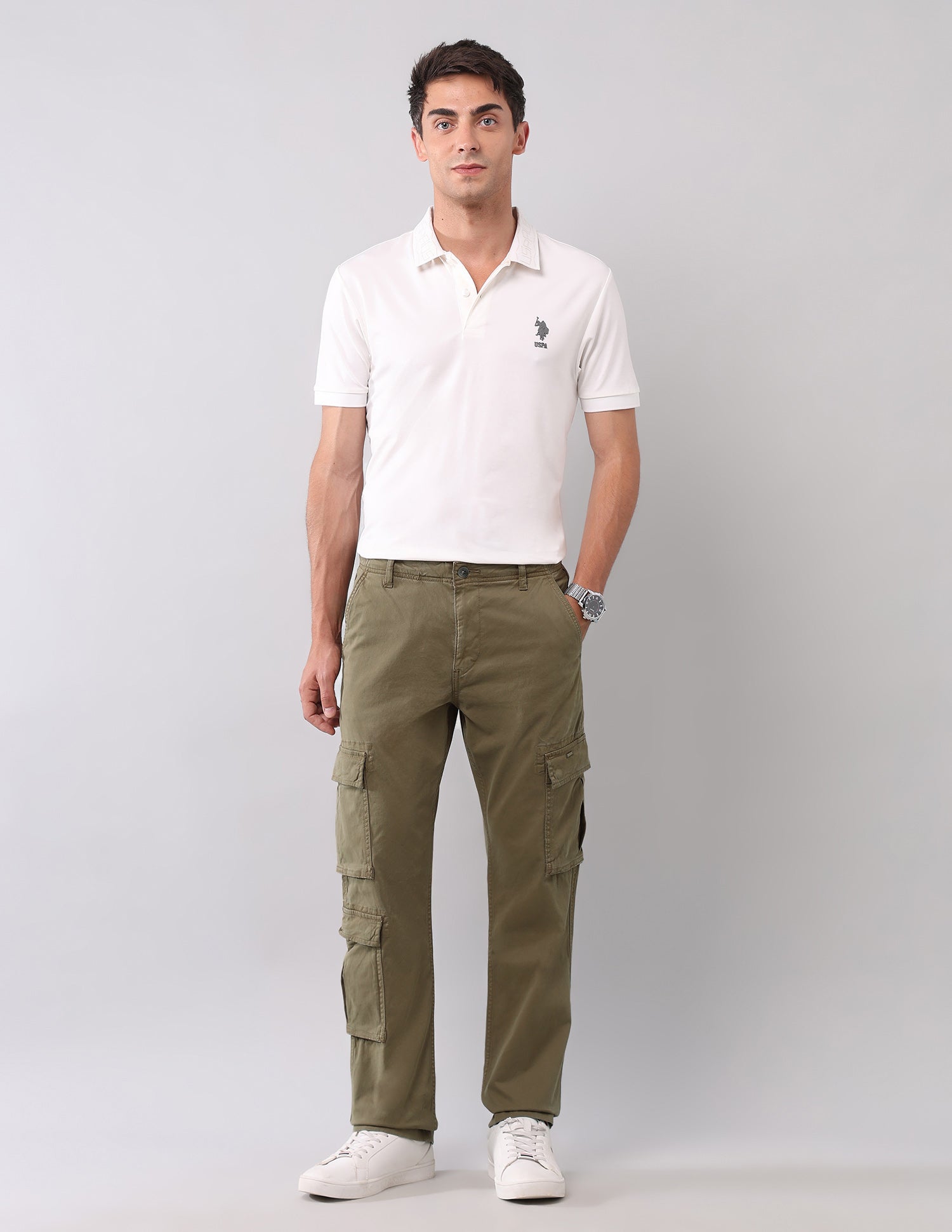 Mid Rise Twill Straight Fit Cargos Tan - U.S. Polo Assn. India | Large