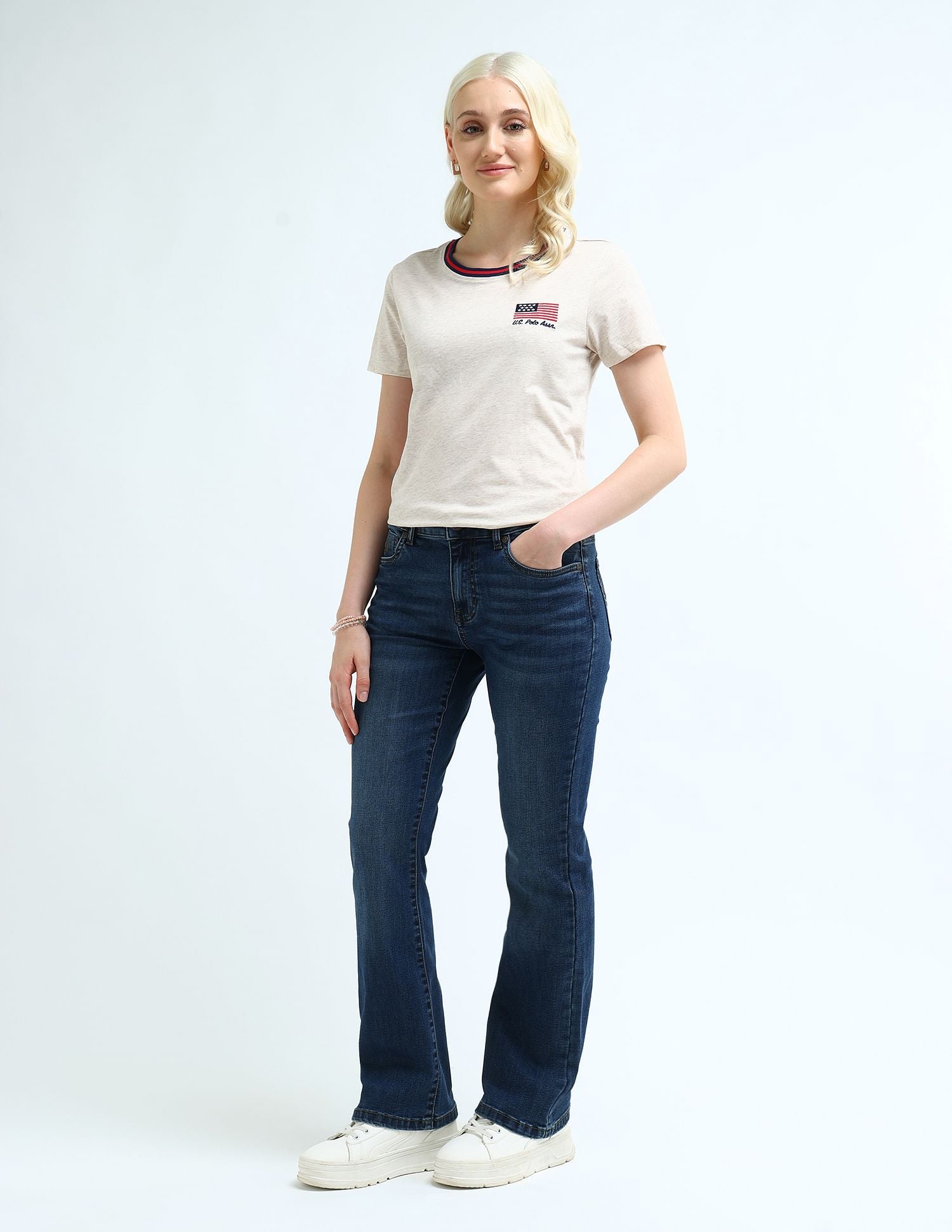 Regular Fit Solid T-Shirt Oat Melange - U.S. POLO ASSN. | Large