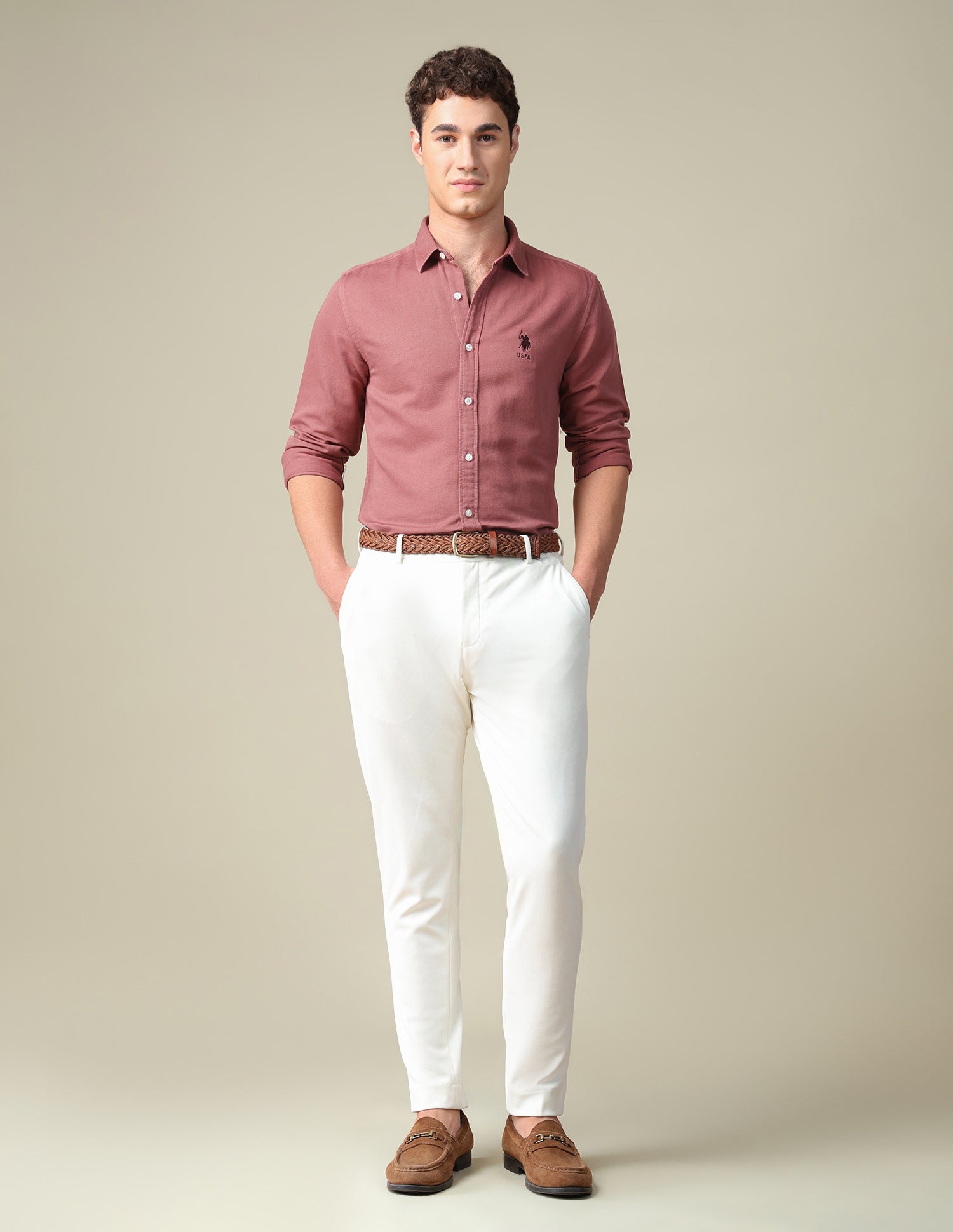 Solid Regular Fit Shirt Rust - U.S. Polo Assn. India | Large