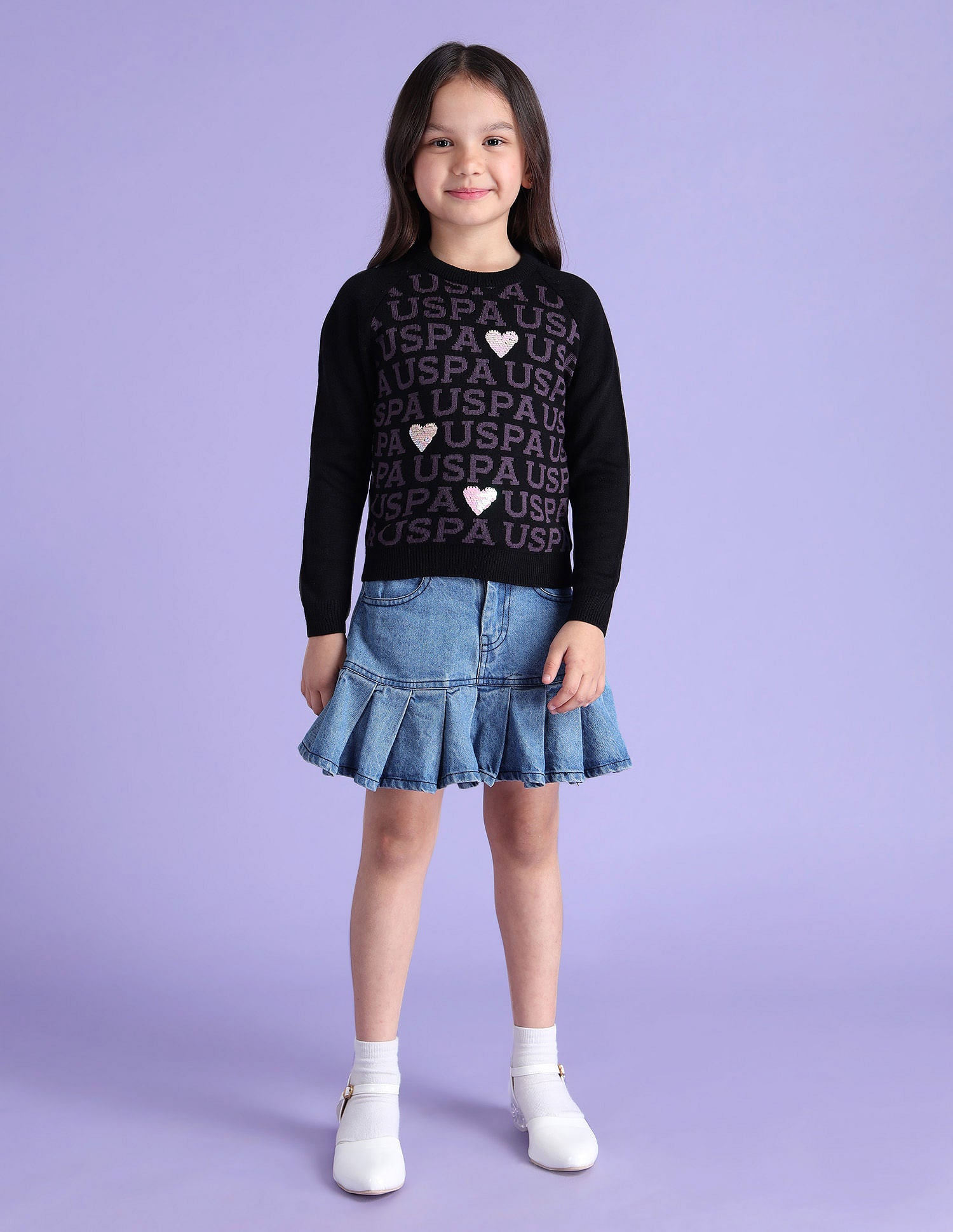 Girls Flip Sequence Sweater Black - U.S. POLO ASSN. | Large