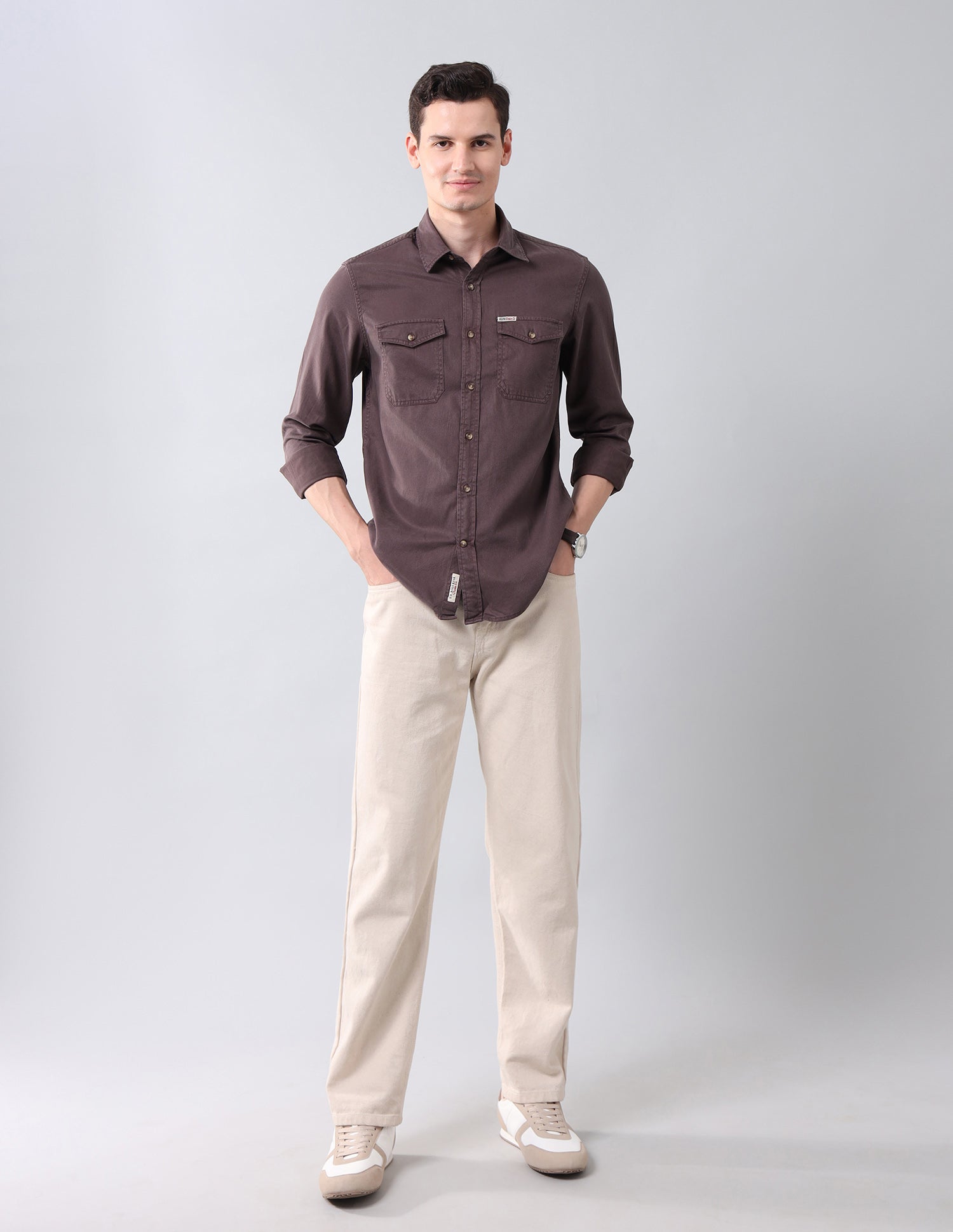 Twill Regular Fit Shirt Burgundy - U.S. POLO ASSN. | Large