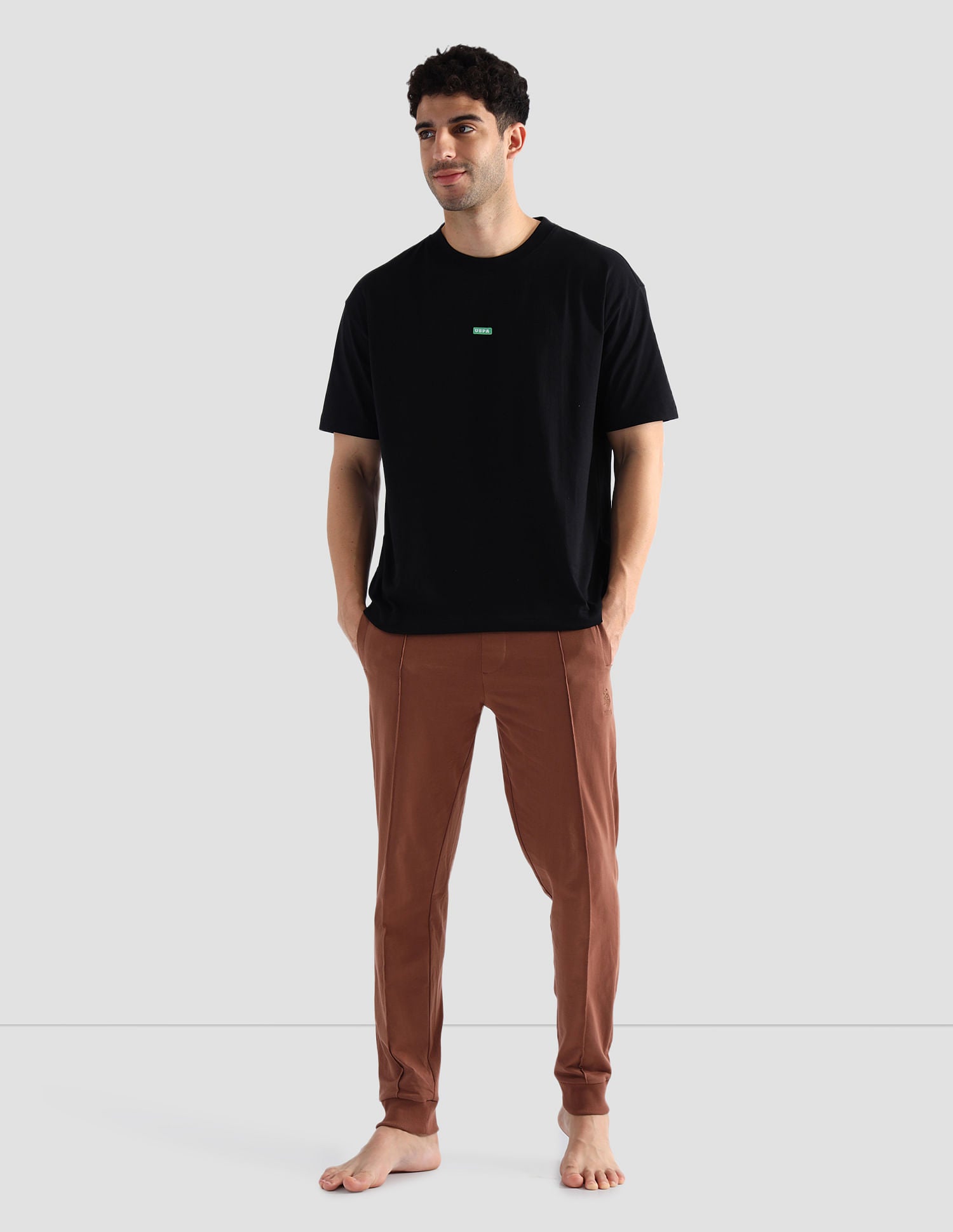 Pure Cotton Oversized OEE04 Lounge T-Shirt Black - U.S. POLO ASSN. | Large