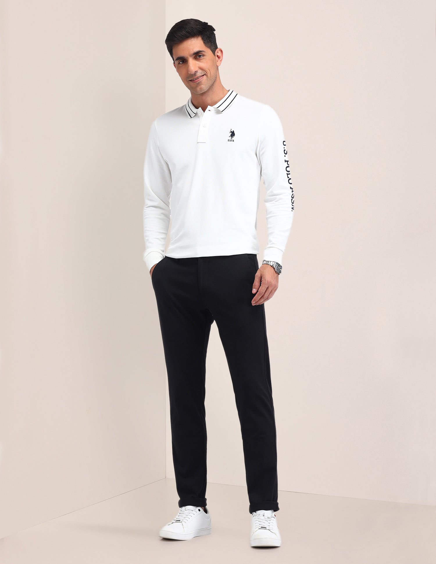 Mid Rise Austin Slim Fit Trousers Black - U.S. POLO ASSN. | Large