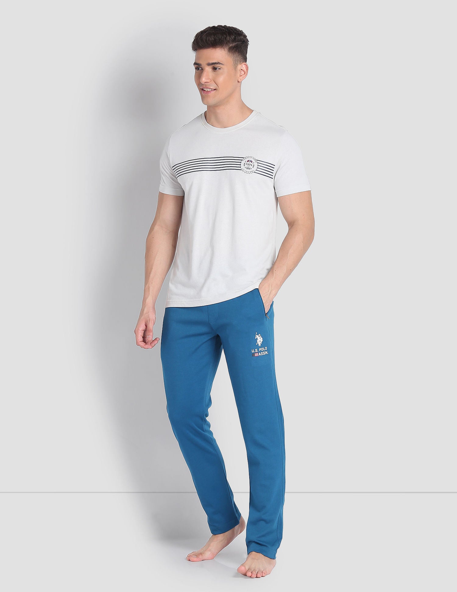 Solid LR006 Lounge Track Pants - Pack Of 1 Teal - U.S. POLO ASSN. | Large