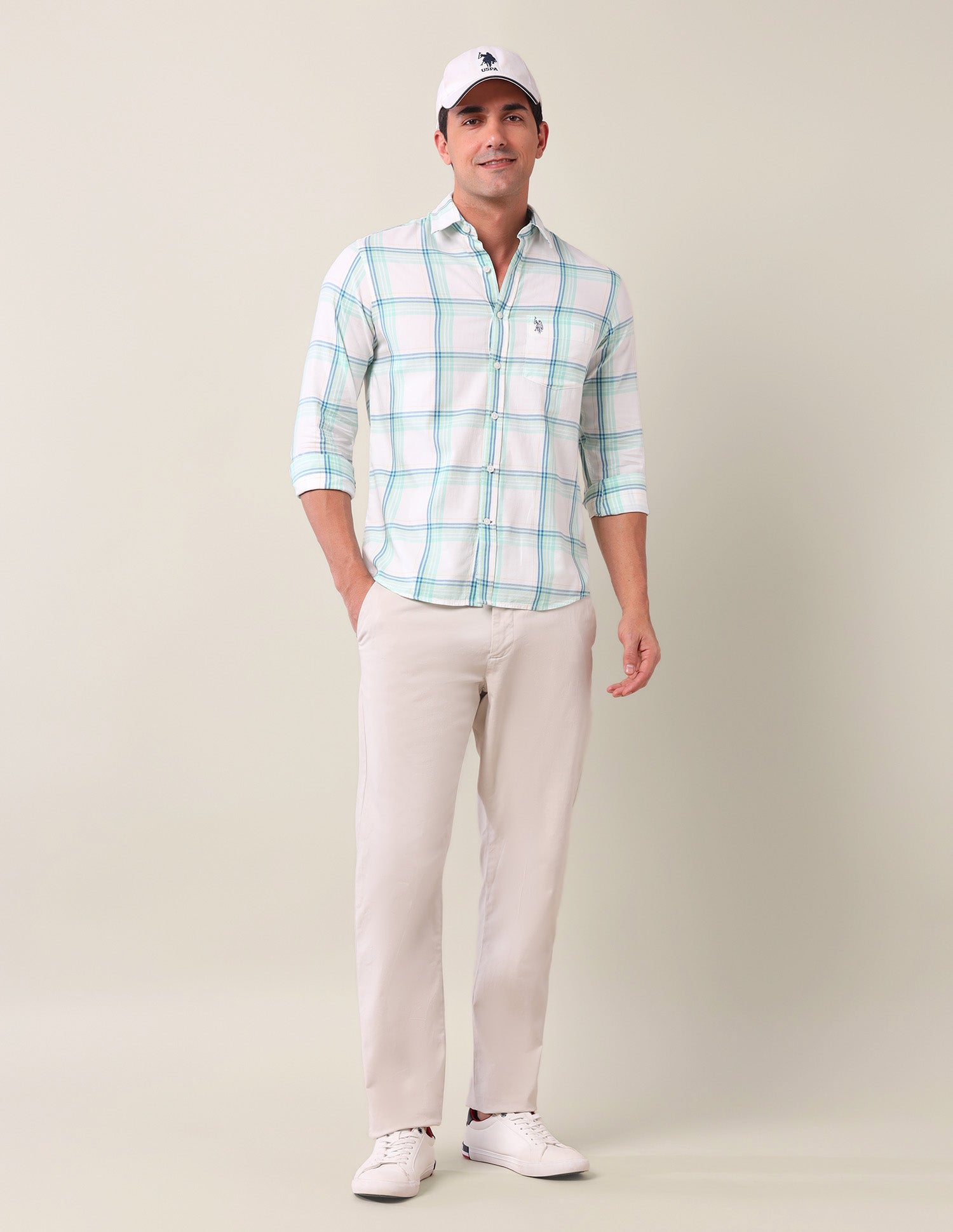 Dupplin Checked Tailored Fit Shirt Green - U.S. POLO ASSN. | Large