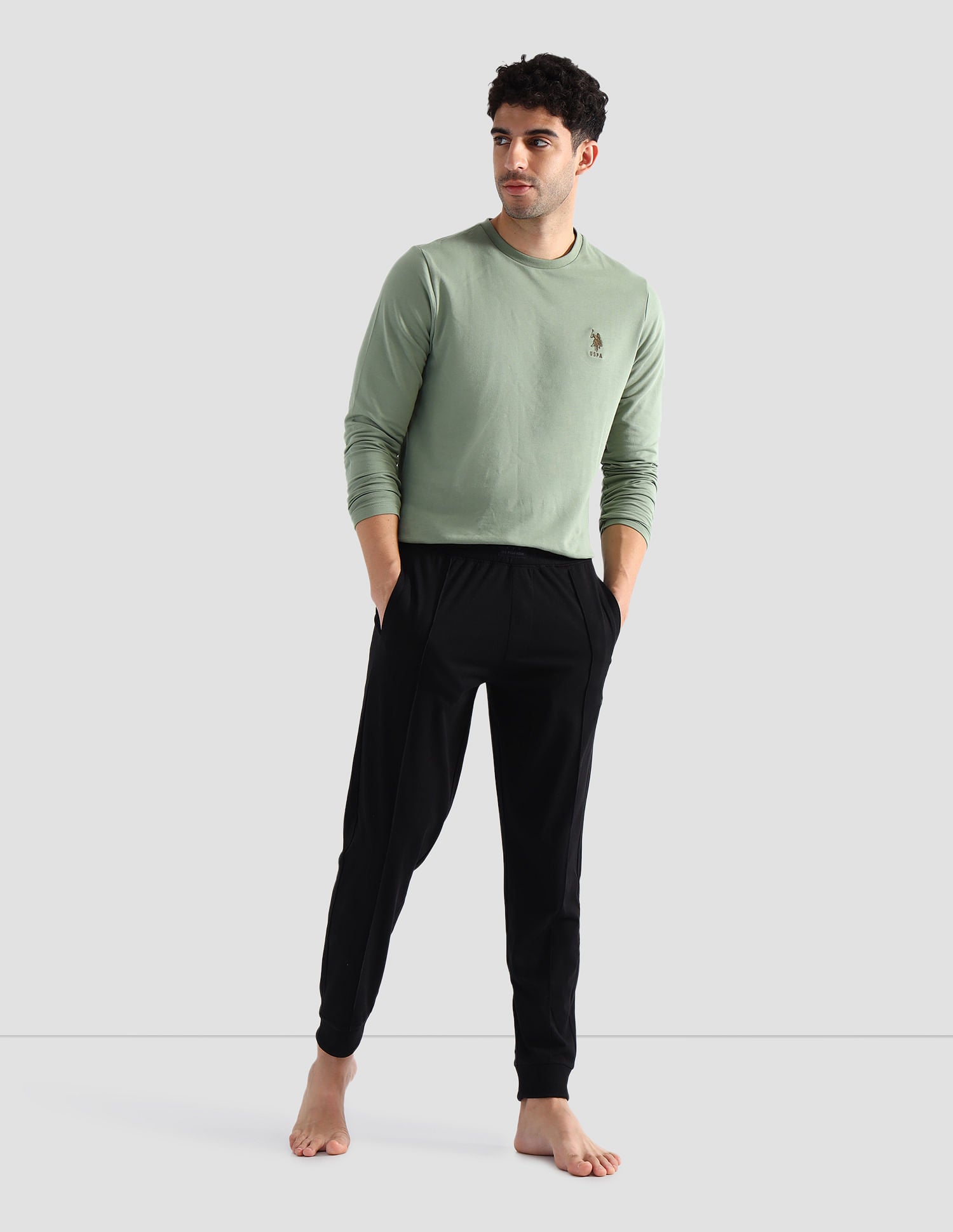 Solid Comfort Fit OJ006 Lounge Joggers - Pack Of 1 Black - U.S. POLO ASSN. | Large