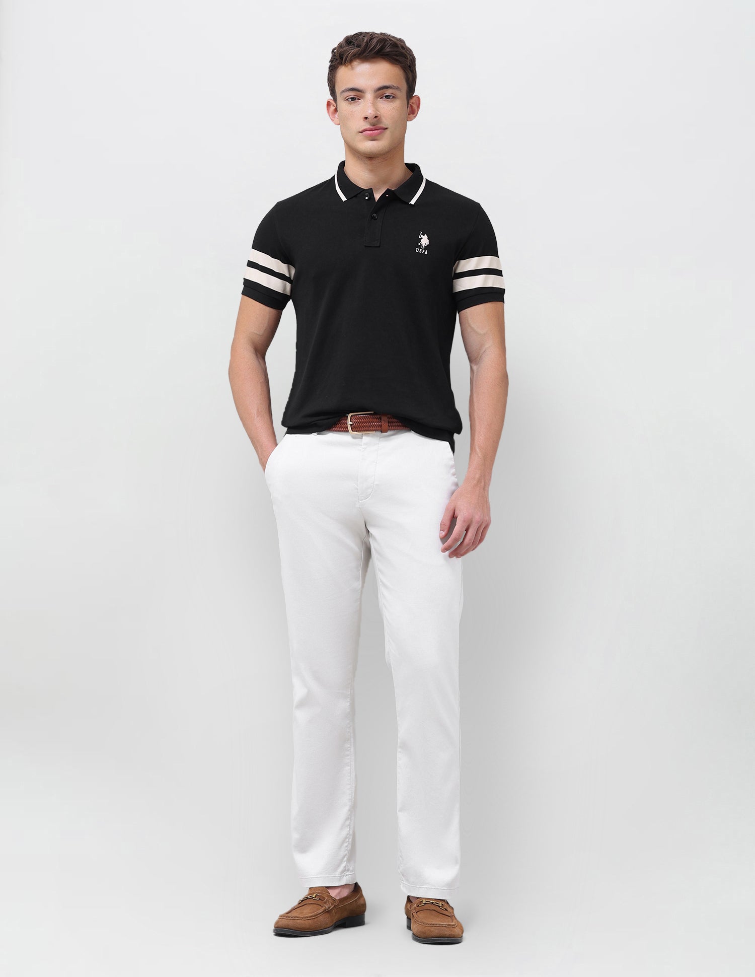 Solid Slim Fit Polo Shirt Black - U.S. Polo Assn. India | Large