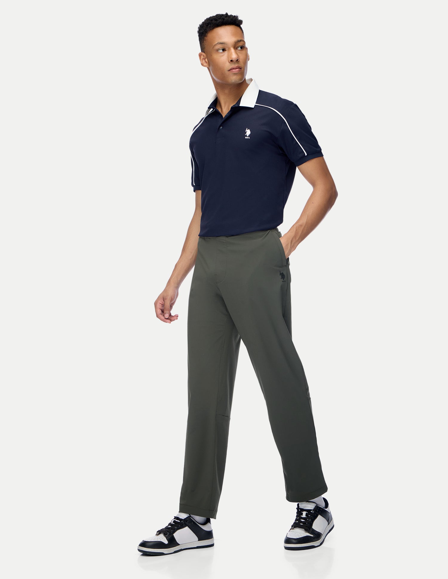 Mid Rise Regular Fit Active Track Pants Dark Olive - U.S. Polo Assn. India | Large