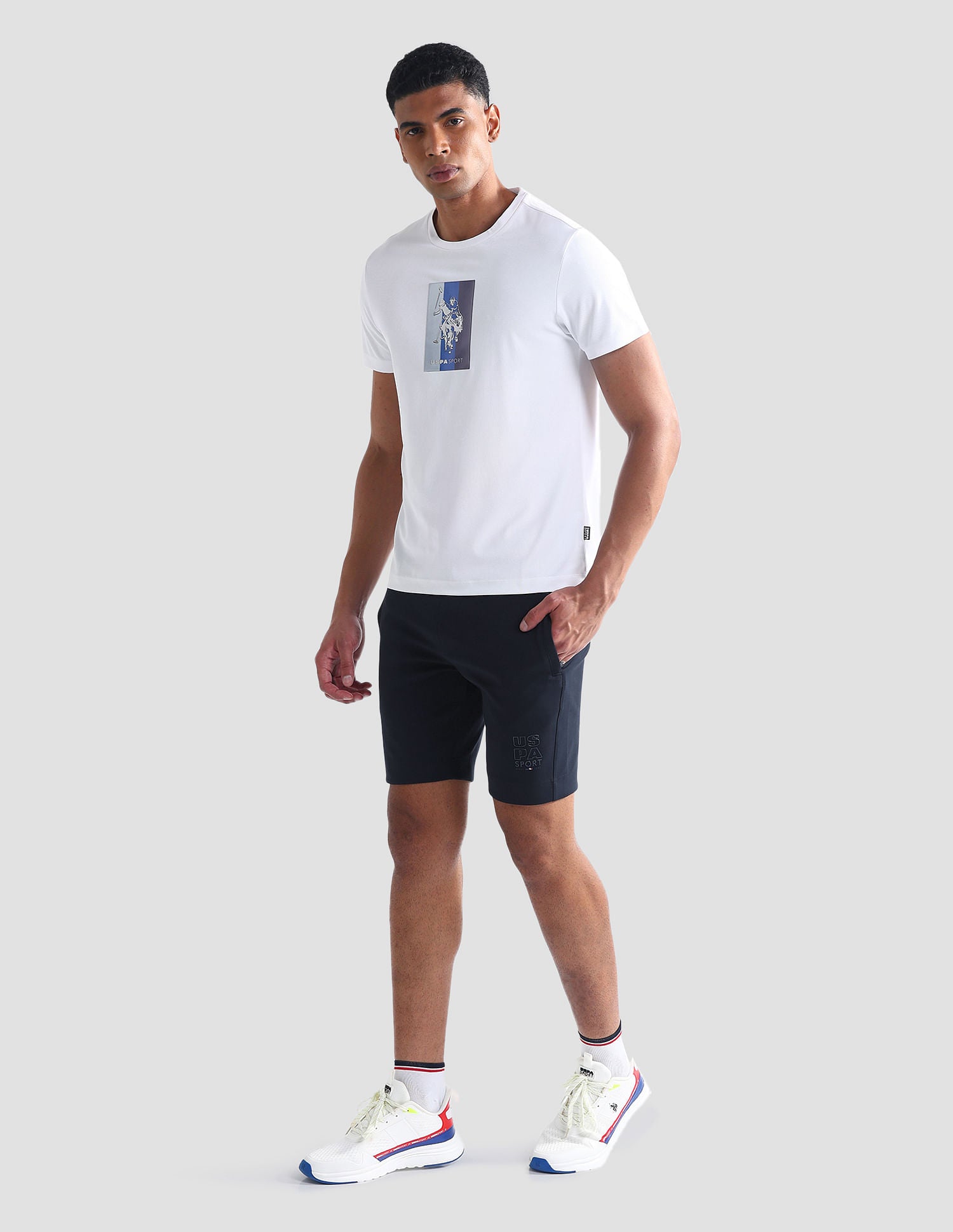 Solid Slim Fit Active Shorts Navy - U.S. Polo Assn. India | Large