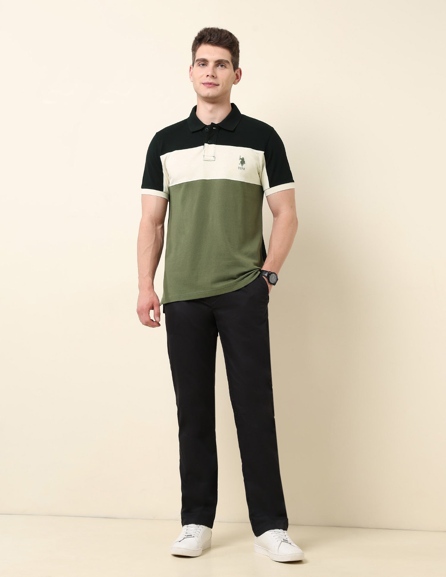 Colourblocked Classic Polo Shirt Black - U.S. Polo Assn. India | Large