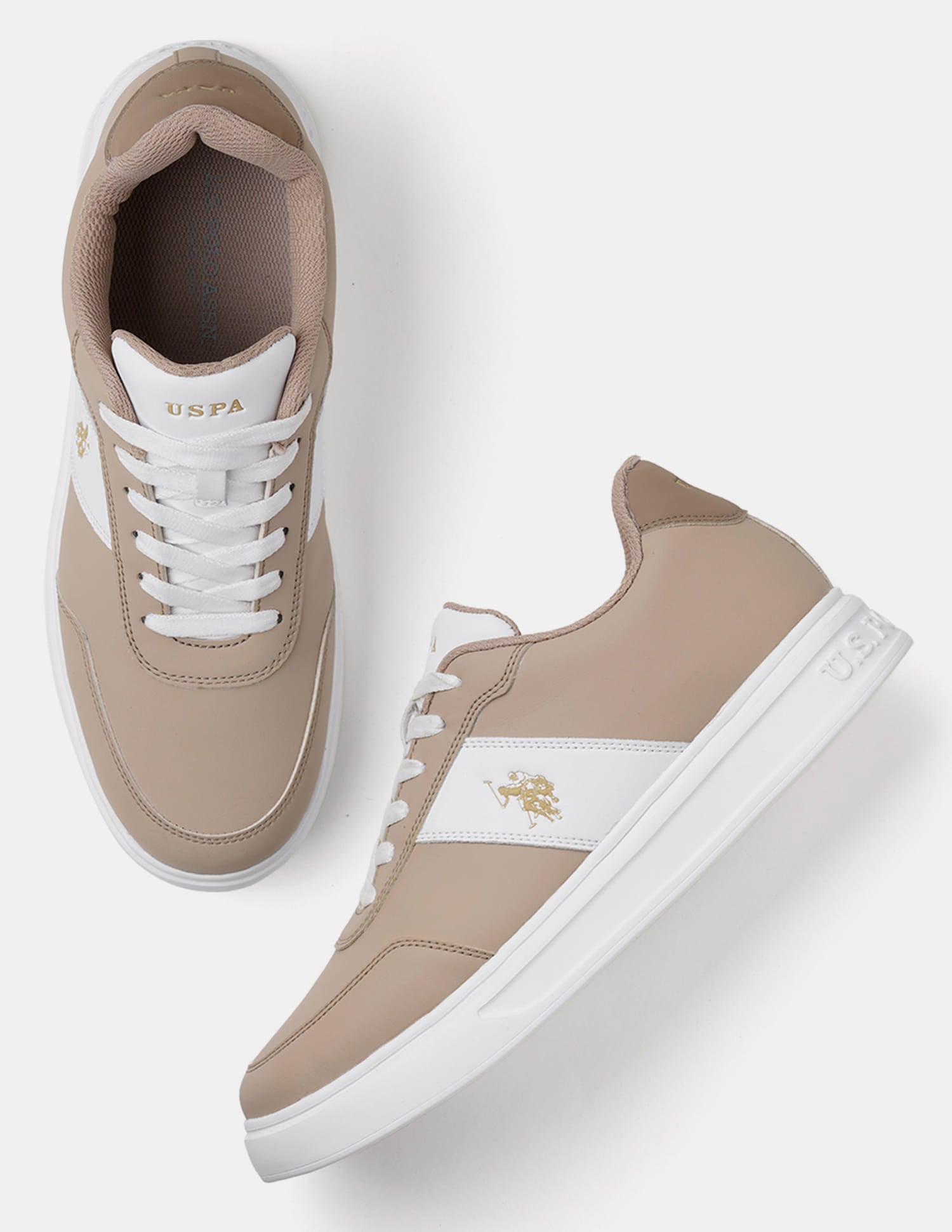 Men Torm Colour Blocked Sneakers Beige - U.S. Polo Assn. India | Large