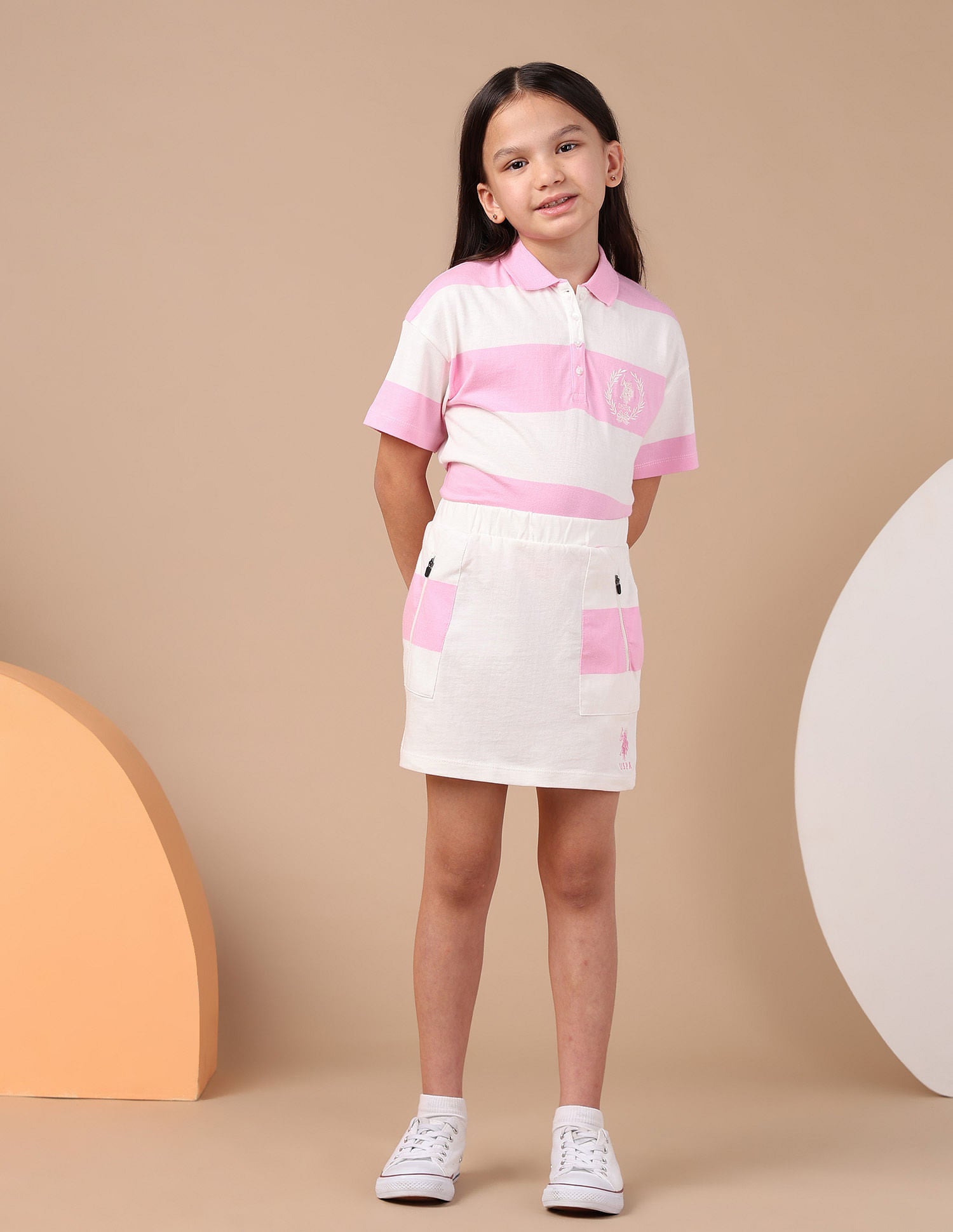 Girls Solid Mini Pencil Skirt Light Pink - U.S. POLO ASSN. | Large