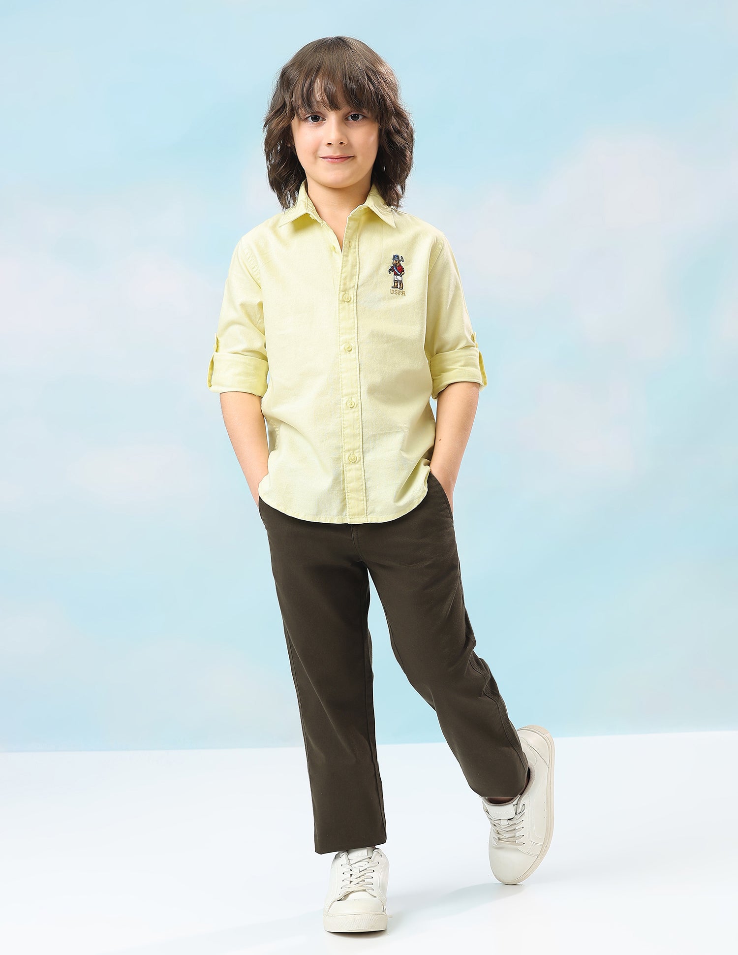 Oxford Solid Regular Fit Shirt Light Yellow - U.S. Polo Assn. India | Large