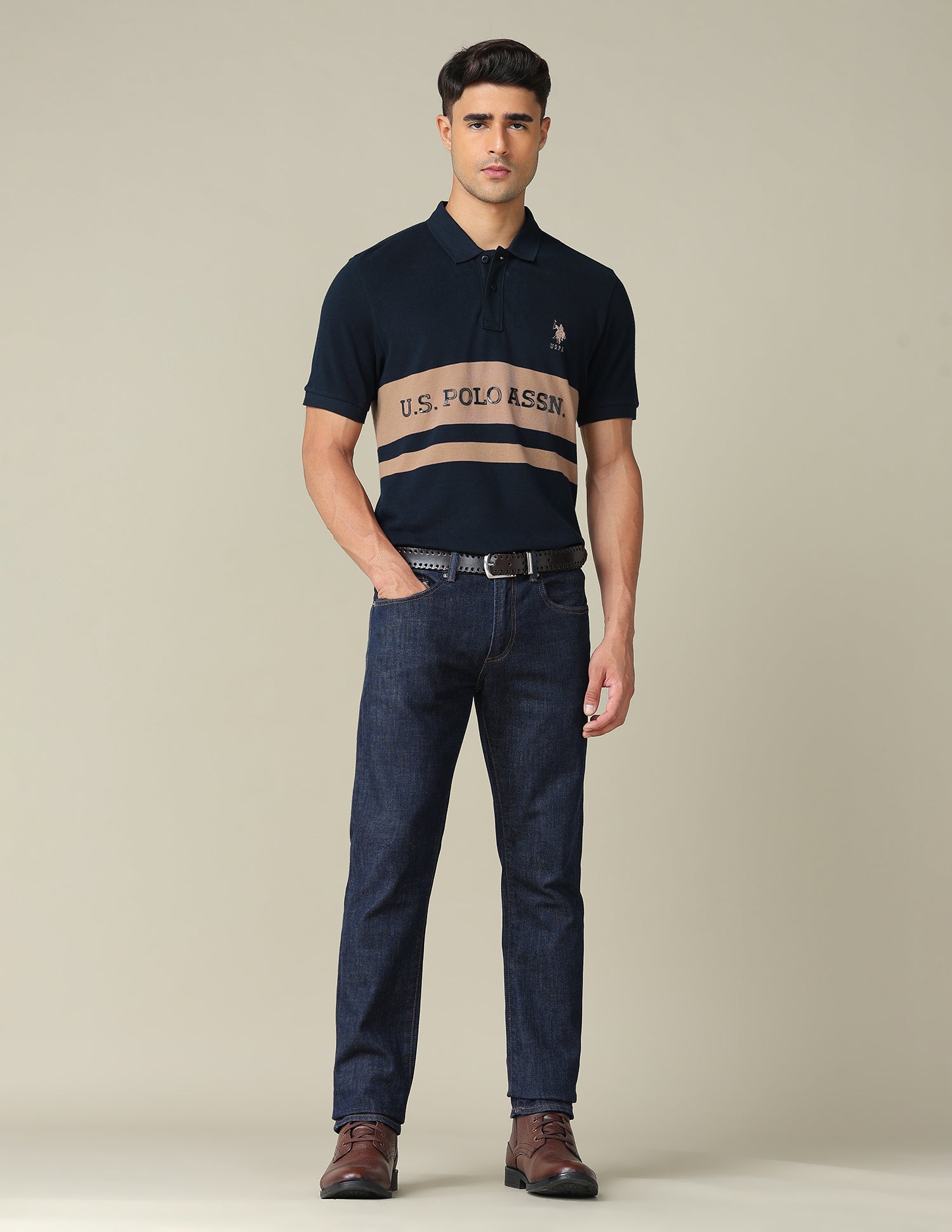 Colourblocked Regular Fit Polo Shirt Navy - U.S. POLO ASSN. | Large
