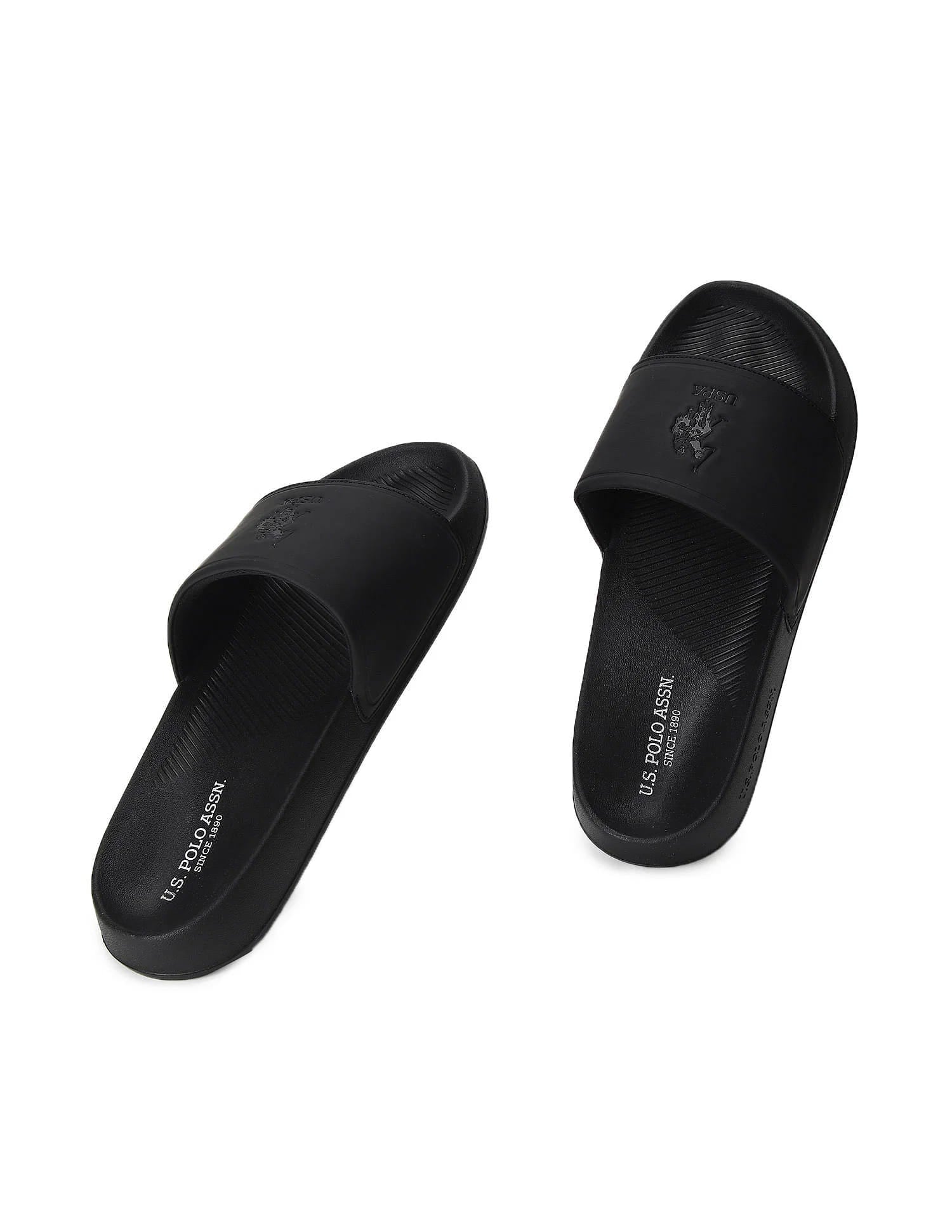 Men Debossed Monogram Specter 6.0 Slides Black - U.S. Polo Assn. India | Large