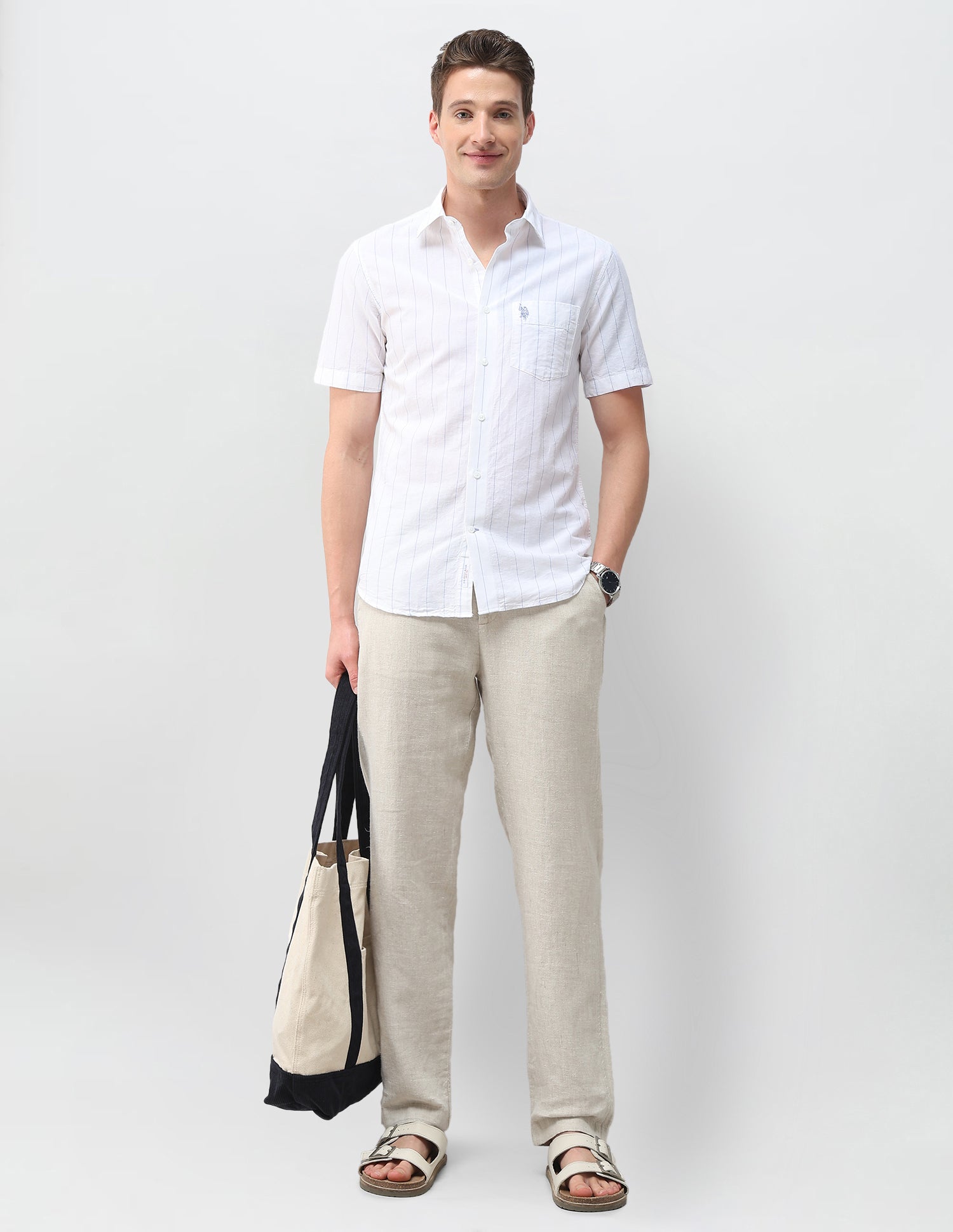 Vertical Striped Regular Fit Shirt Blue - U.S. Polo Assn. India | Large