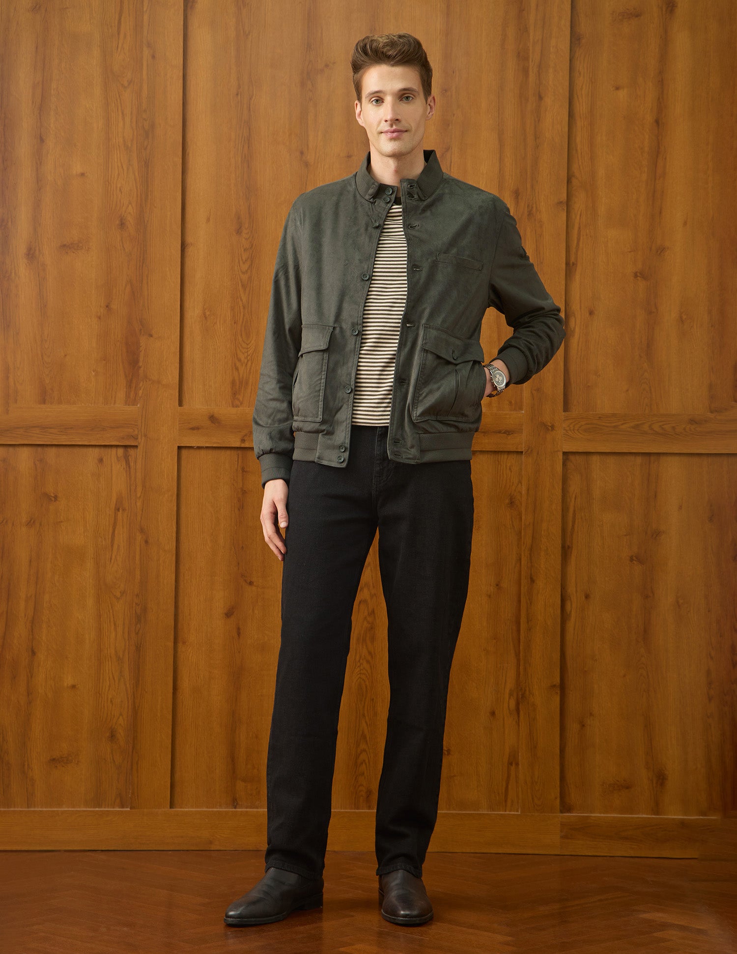 Solid Equestrian Aisle Theater Jacket Olive - U.S. Polo Assn. India | Large