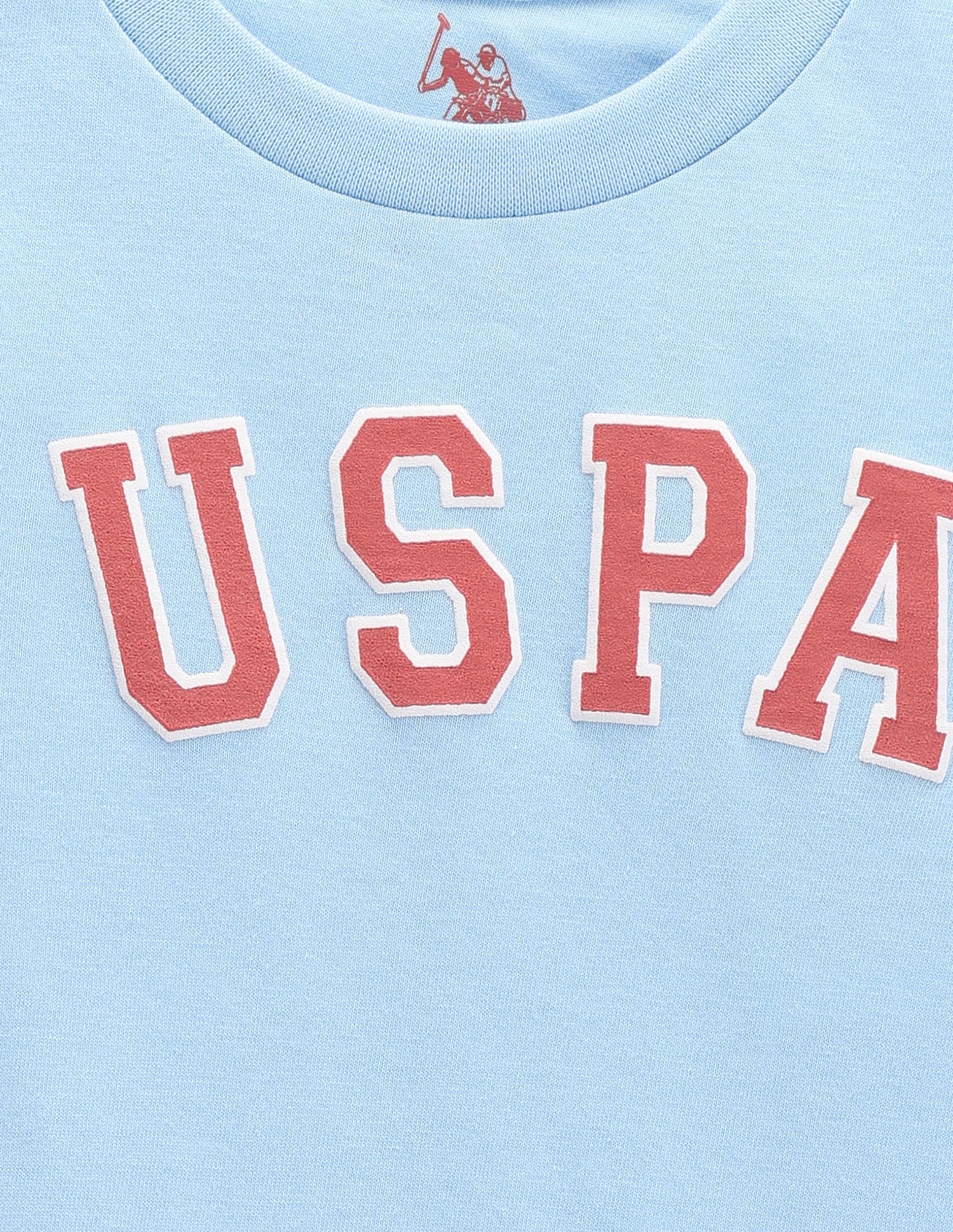 Boys Typographic Print Cotton T-Shirt Light Blue - U.S. POLO ASSN. | Large