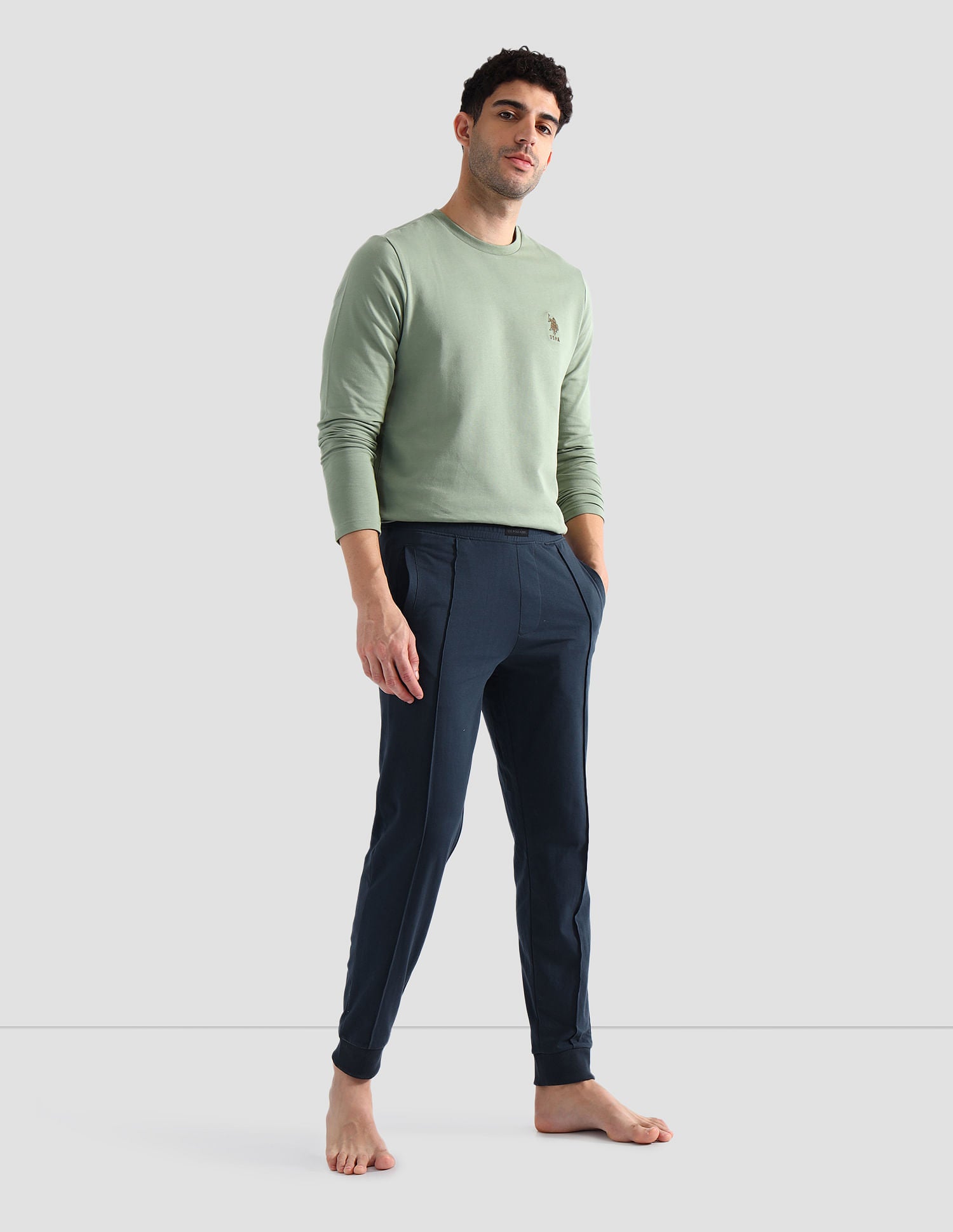 Solid Comfort Fit OJ006 Lounge Joggers - Pack Of 1 Medium Blue - U.S. POLO ASSN. | Large