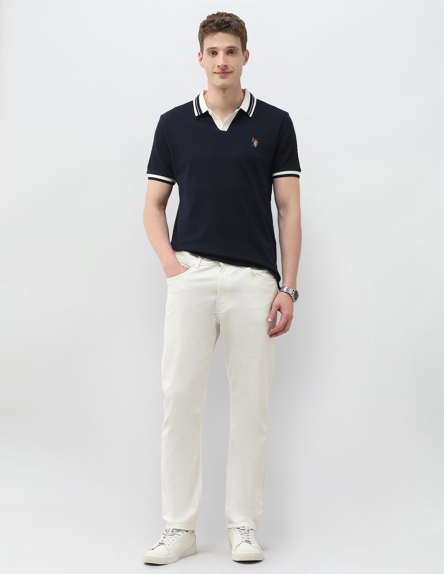 Solid Muscle Fit Polo Shirt Navy - U.S. Polo Assn. India | Large