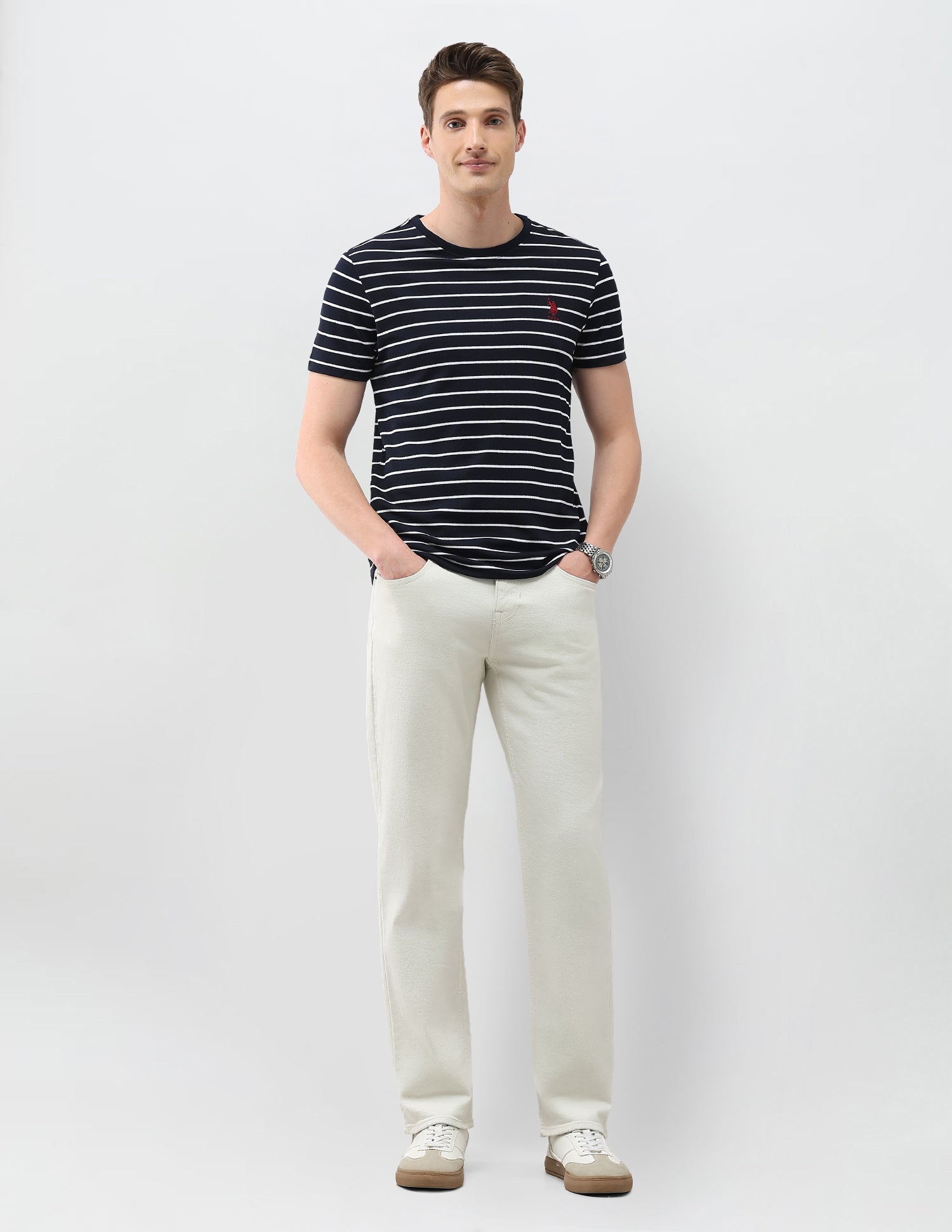 Horizontal Striped Slim Fit T-Shirt Navy - U.S. Polo Assn. India | Large