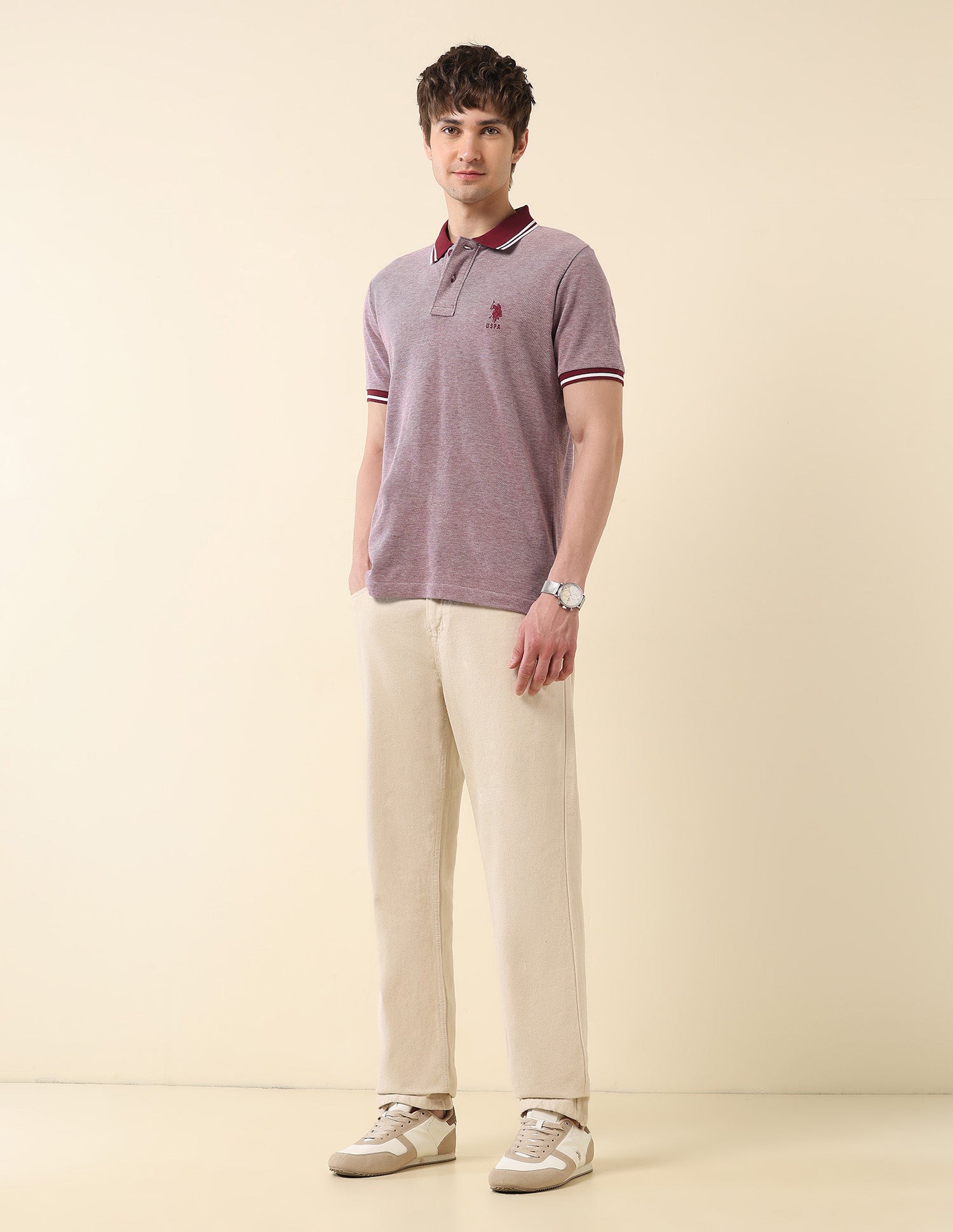 Heathered Classic Polo Shirt Wine - U.S. Polo Assn. India | Large