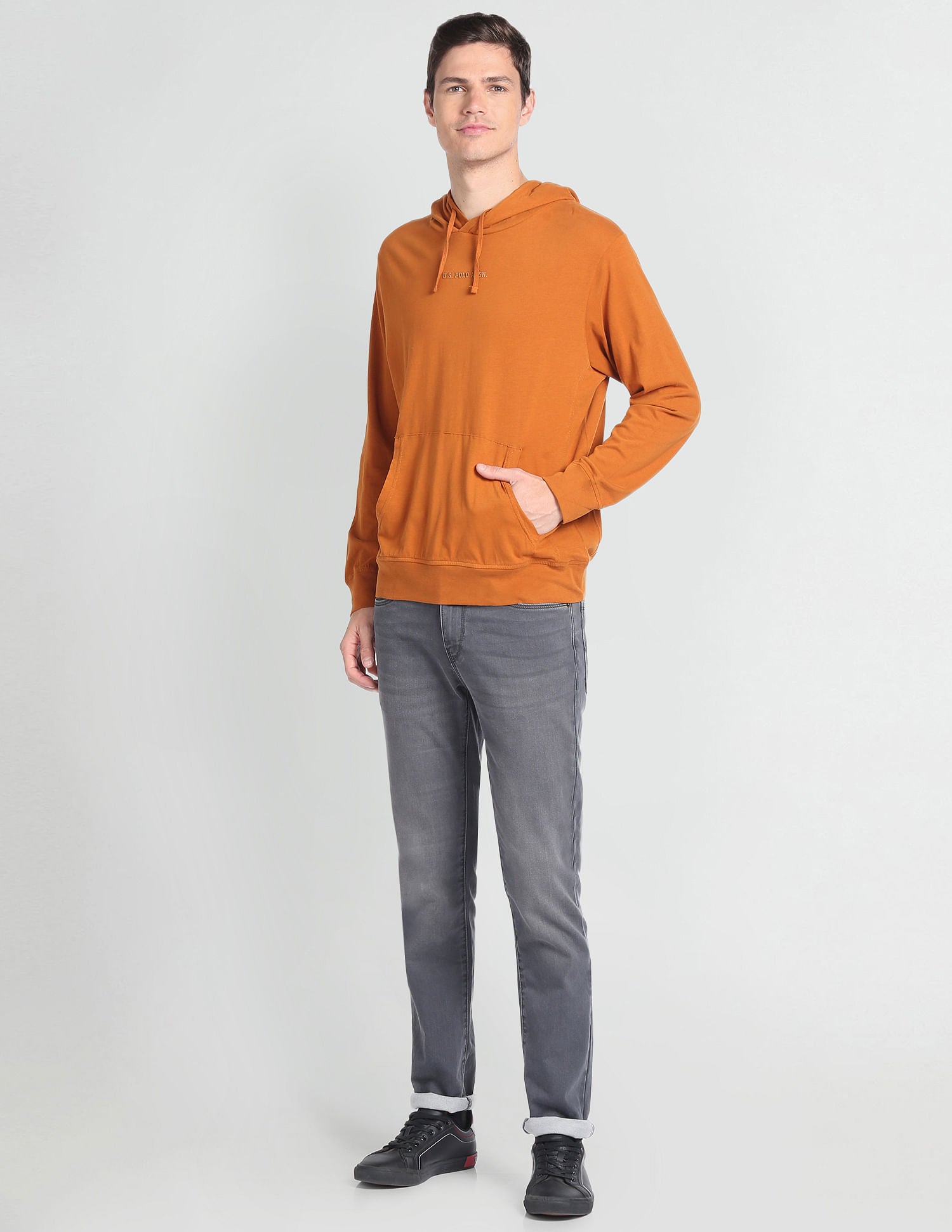 Long Sleeve Hooded T-Shirt Rust - U.S. Polo Assn. India | Large