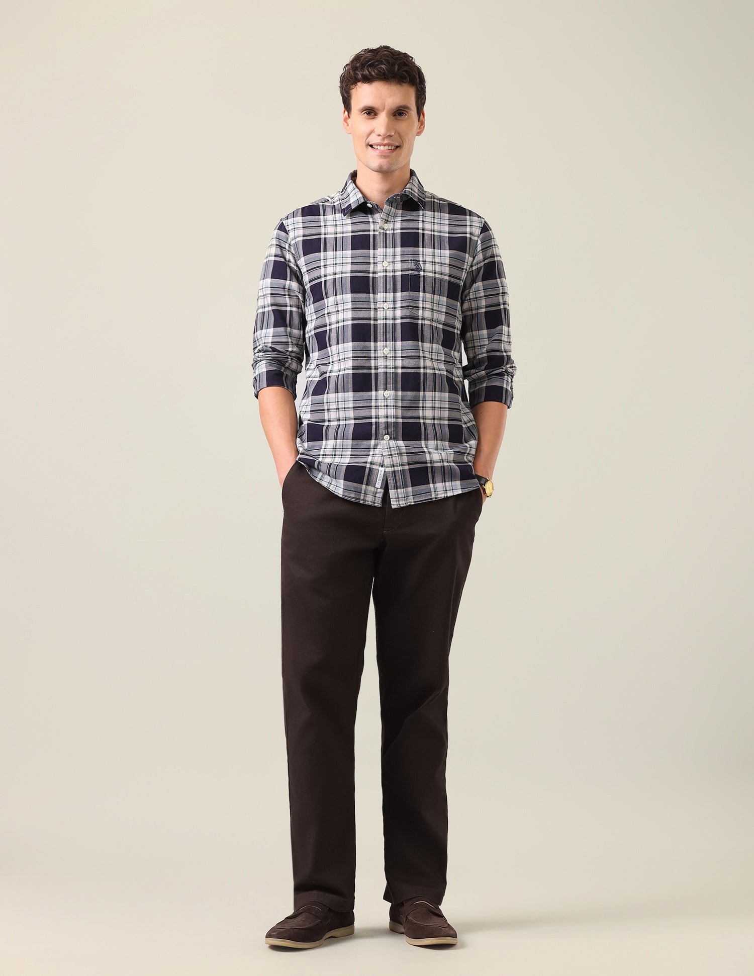Tartan Checked Oxford Shirt Navy - U.S. Polo Assn. India | Large