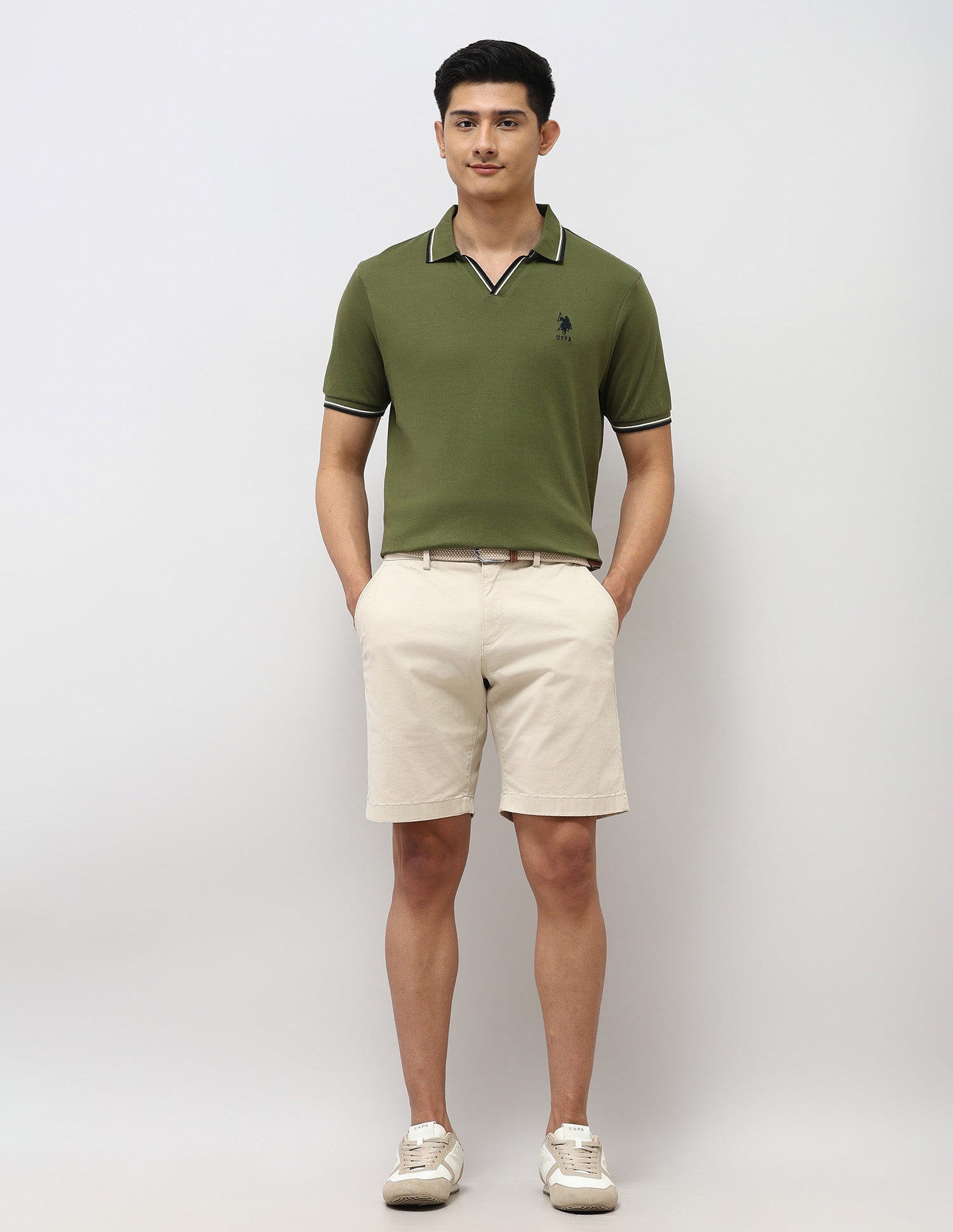 Pure Cotton Slim Fit Polo Shirt Olive - U.S. Polo Assn. India | Large