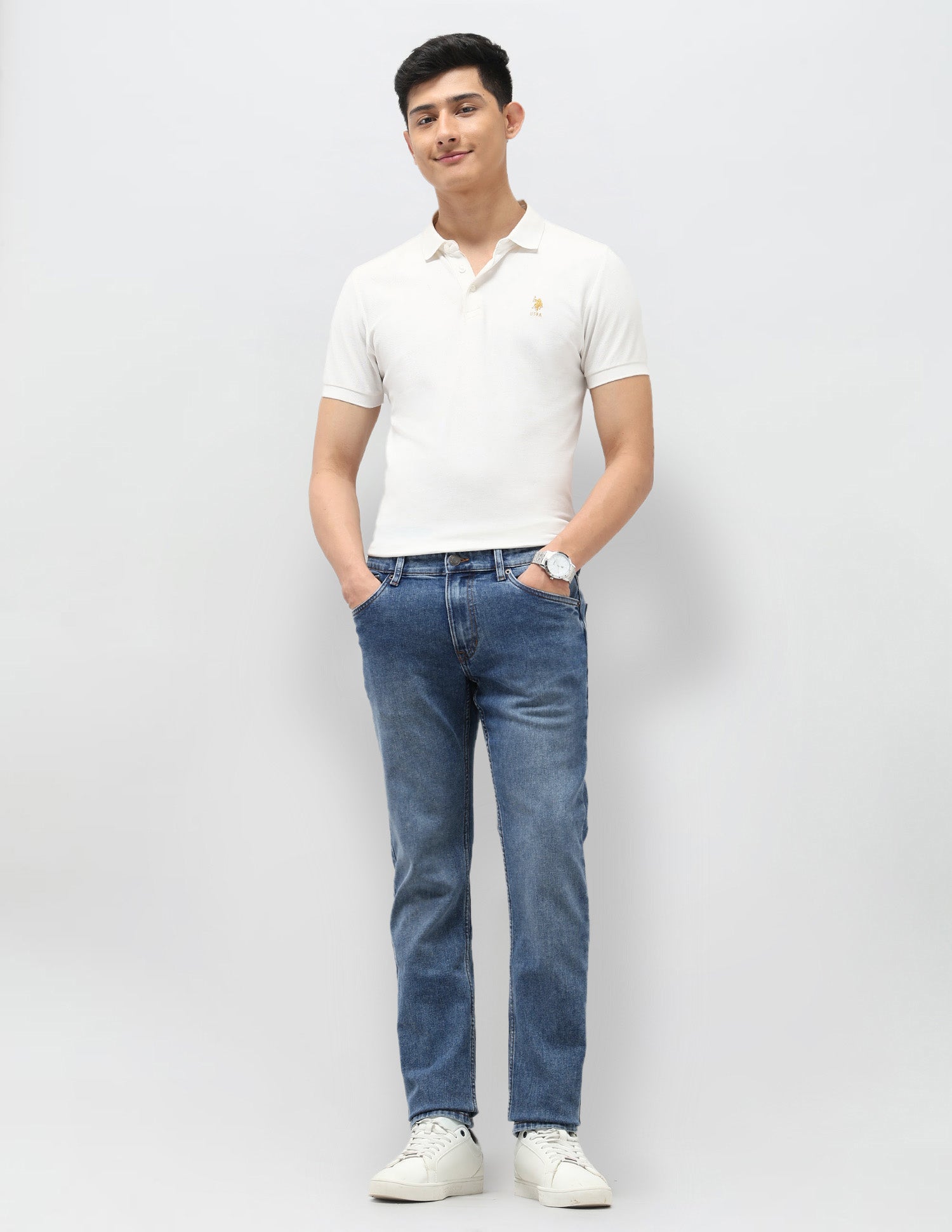 Brandon Slim Tapered Fit Blue Jeans Blue - U.S. Polo Assn. India | Large