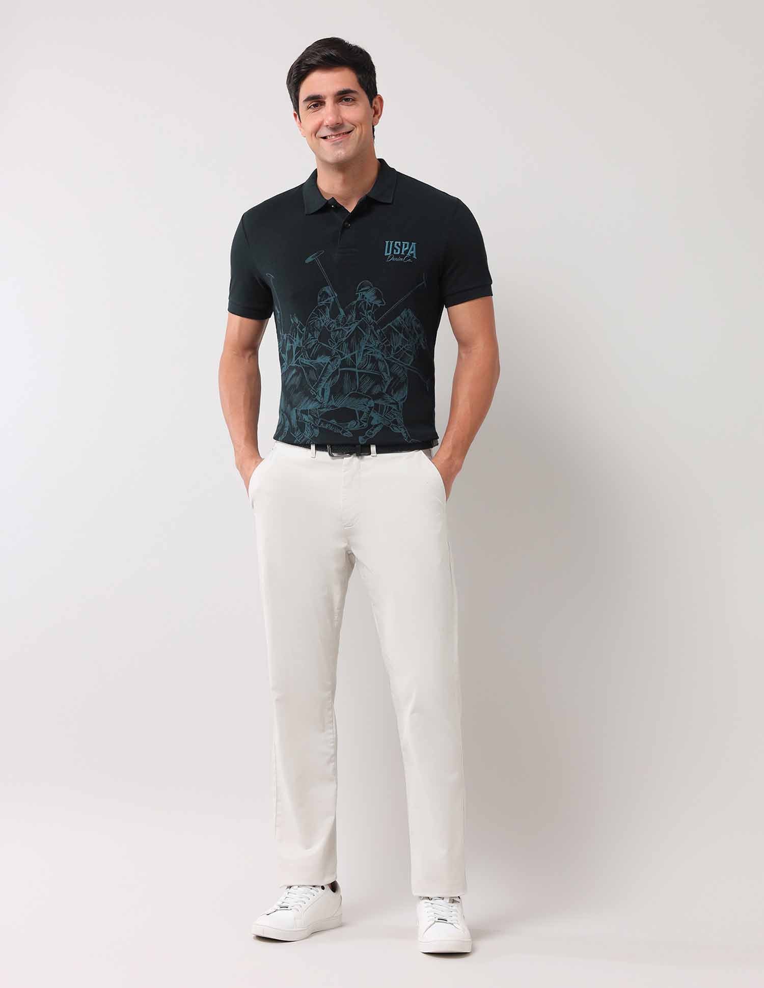 Brand Printed Muscle Fit Polo Shirt Navy - U.S. Polo Assn. India | Large
