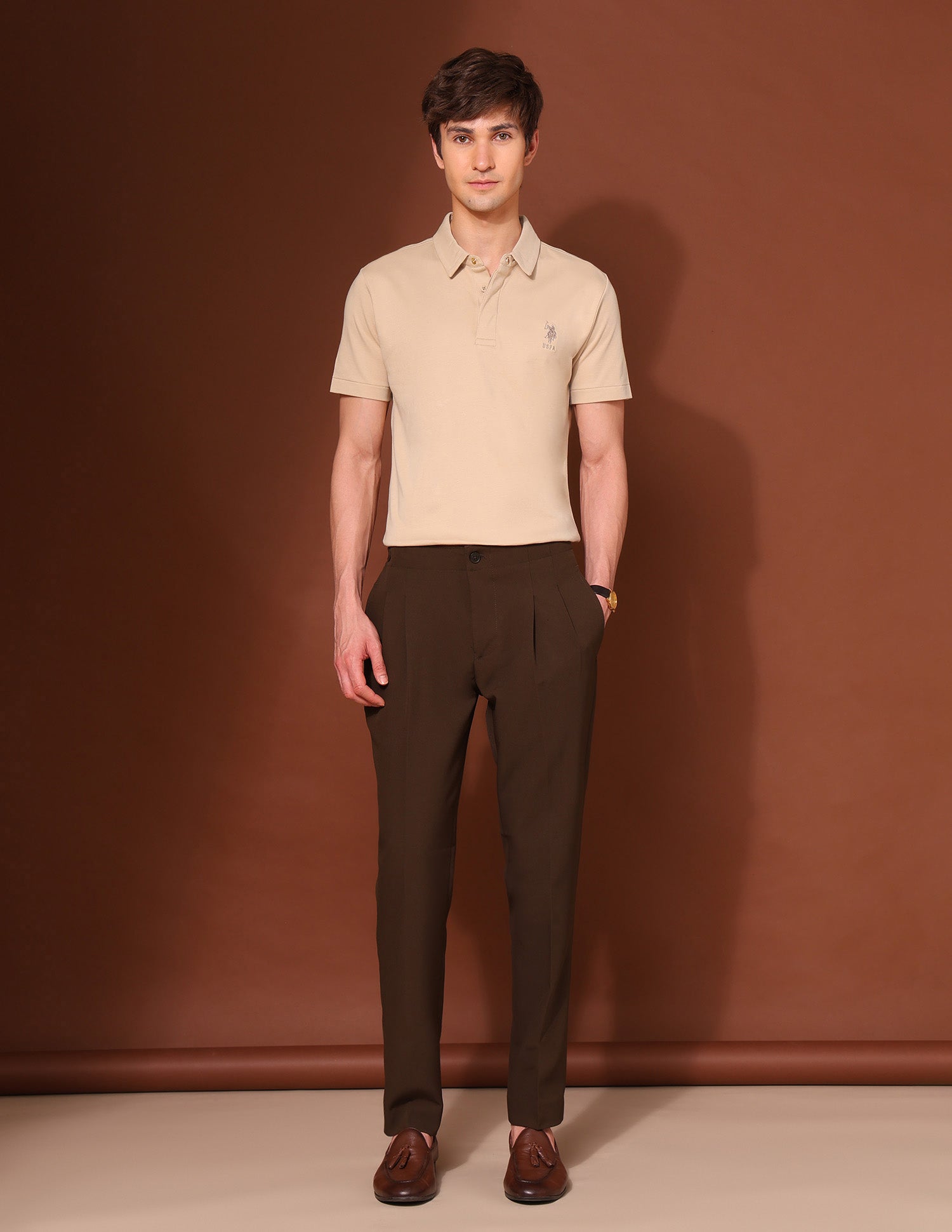 Pure Cotton Work And Wander Polo Shirt Beige - U.S. Polo Assn. India | Large