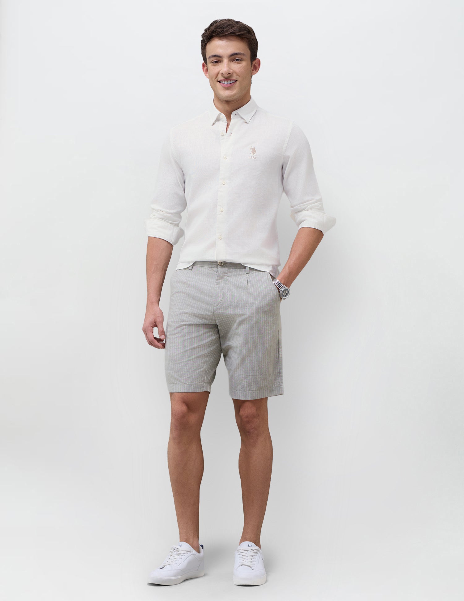 Solid Seersucker Shirt White - U.S. Polo Assn. India | Large