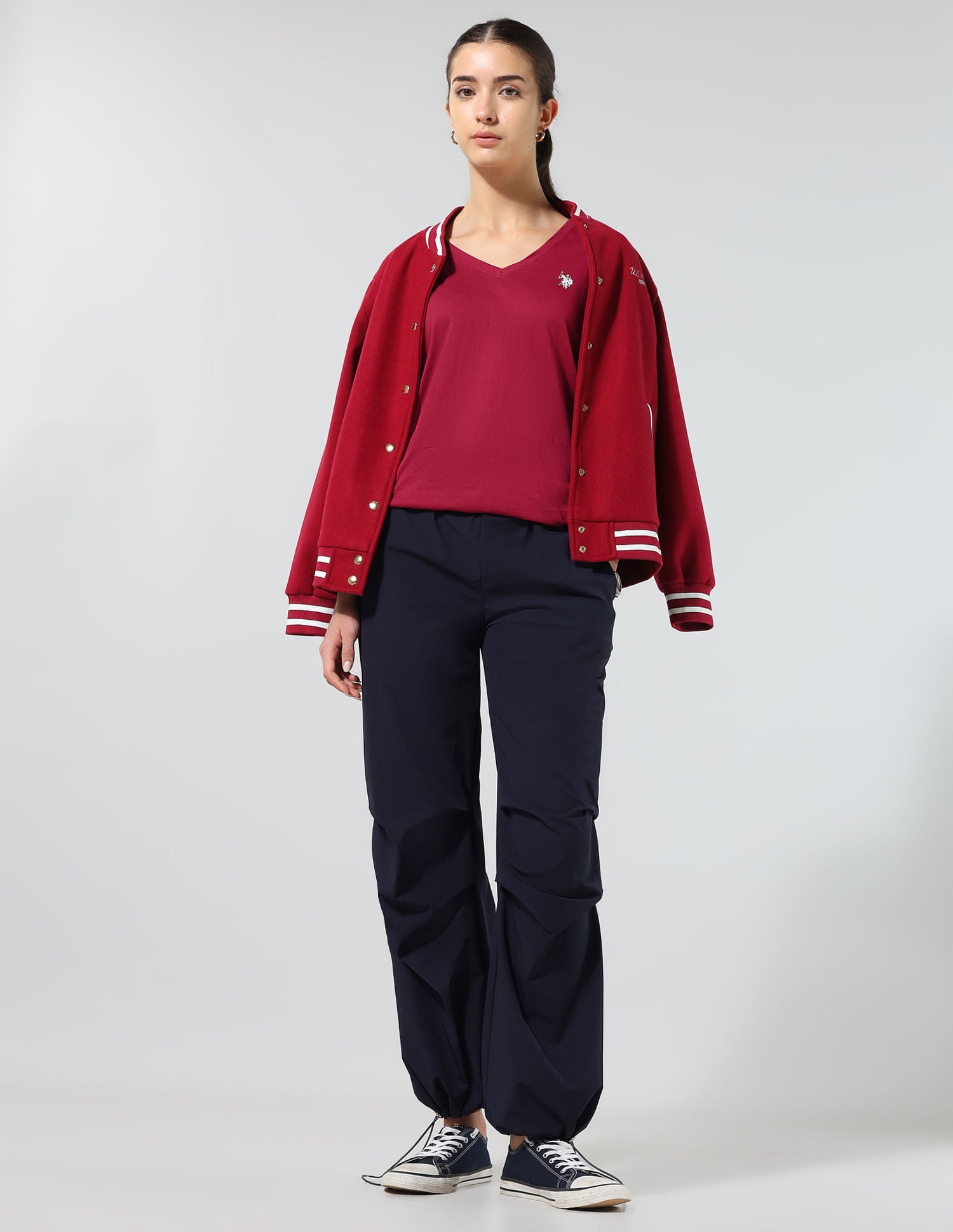 Boxy Fit Solid Lounge T-Shirt Dark Red - U.S. POLO ASSN. | Large