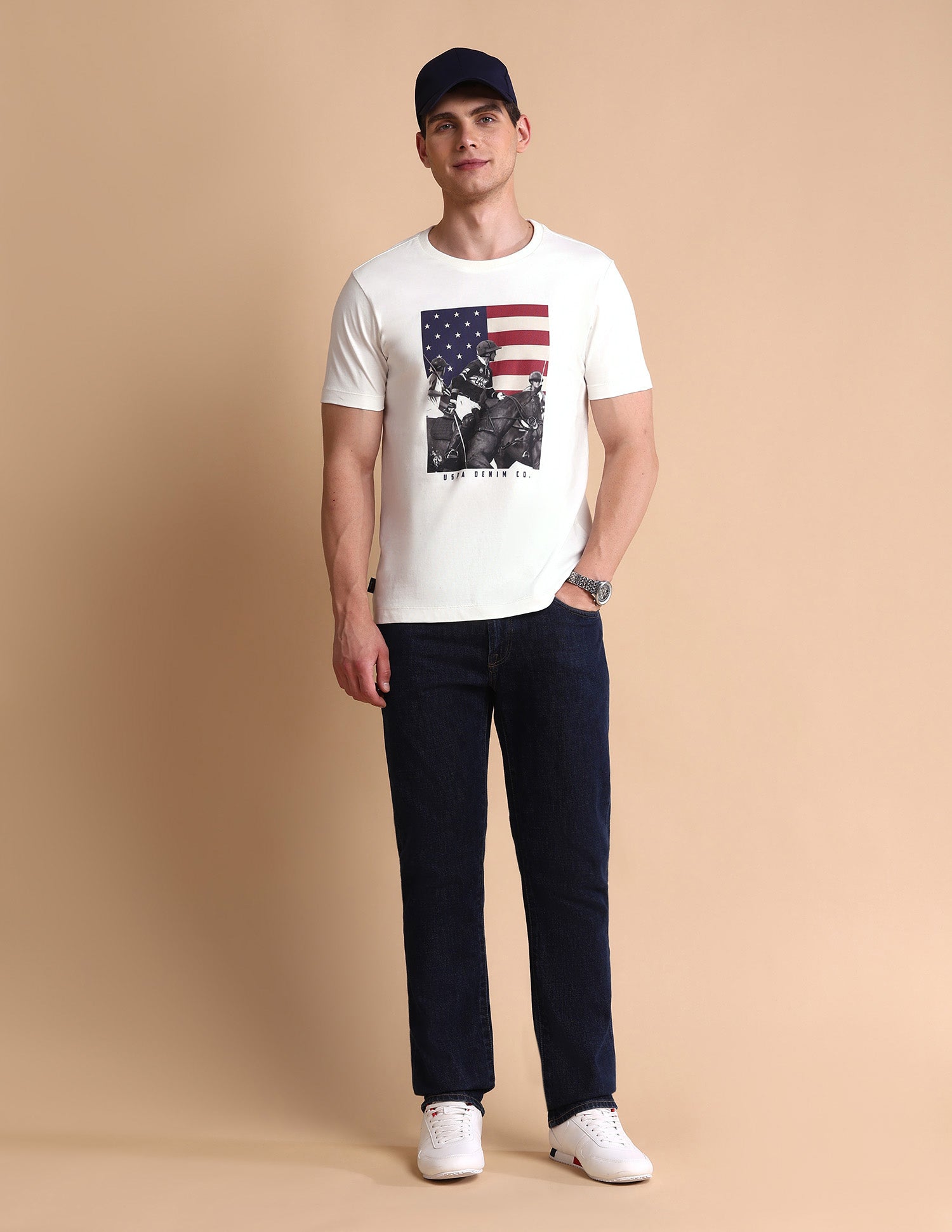 Graphic Printed Muscle Fit T-Shirt Ivory - U.S. POLO ASSN. | Large