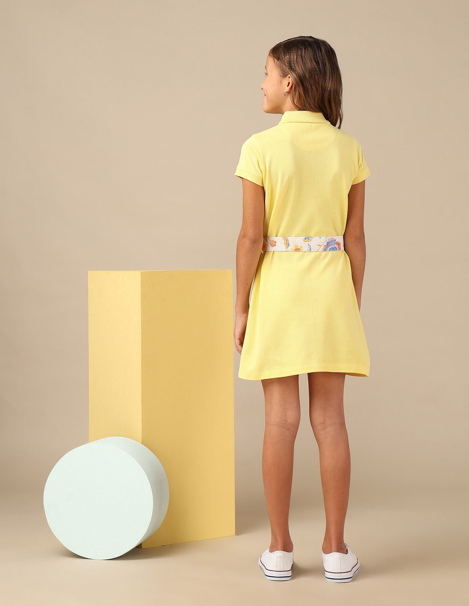 Girls Solid A Line Polo Dress Yellow - U.S. POLO ASSN. | Large