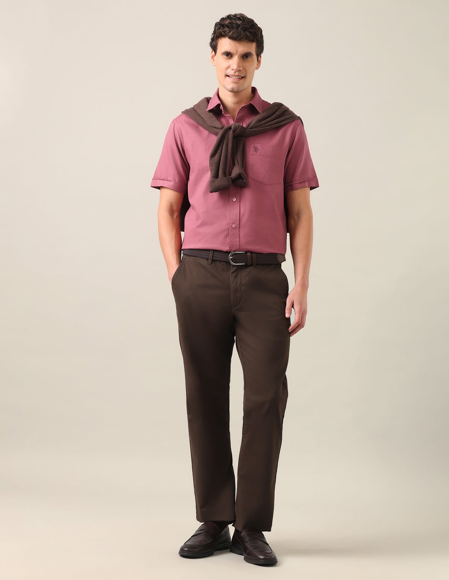 Solid Dobby Shirt Mauve - U.S. Polo Assn. India | Large