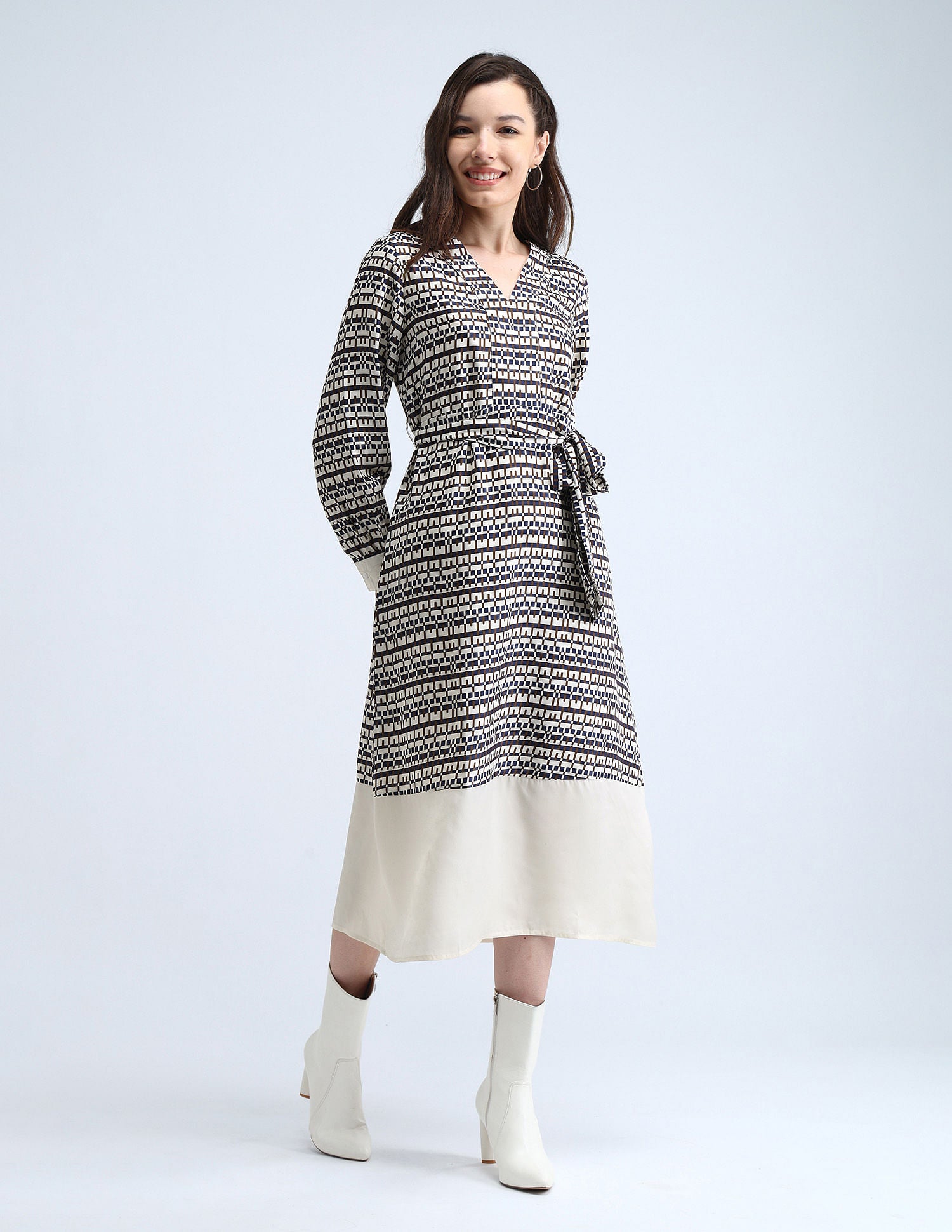 Geometric Print A-Line Dress Multicolour - U.S. POLO ASSN. | Large