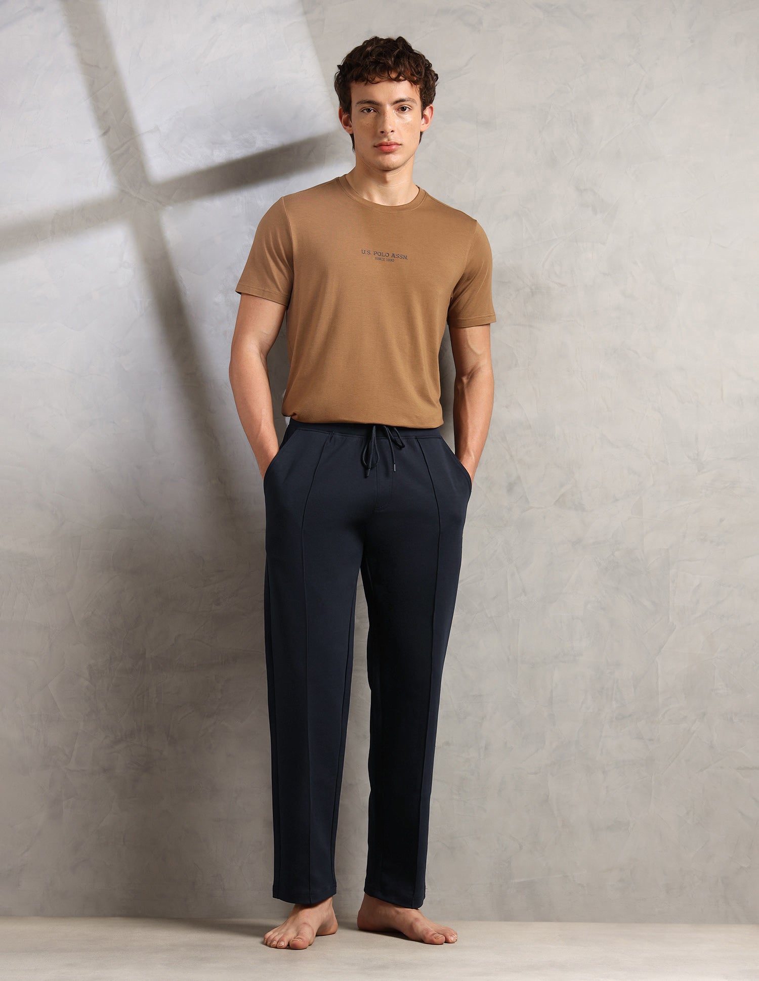 Cotton Stretch Mid Rise PR002-PL Lounge Pants - Pack Of 1 Navy - U.S. Polo Assn. India | Large